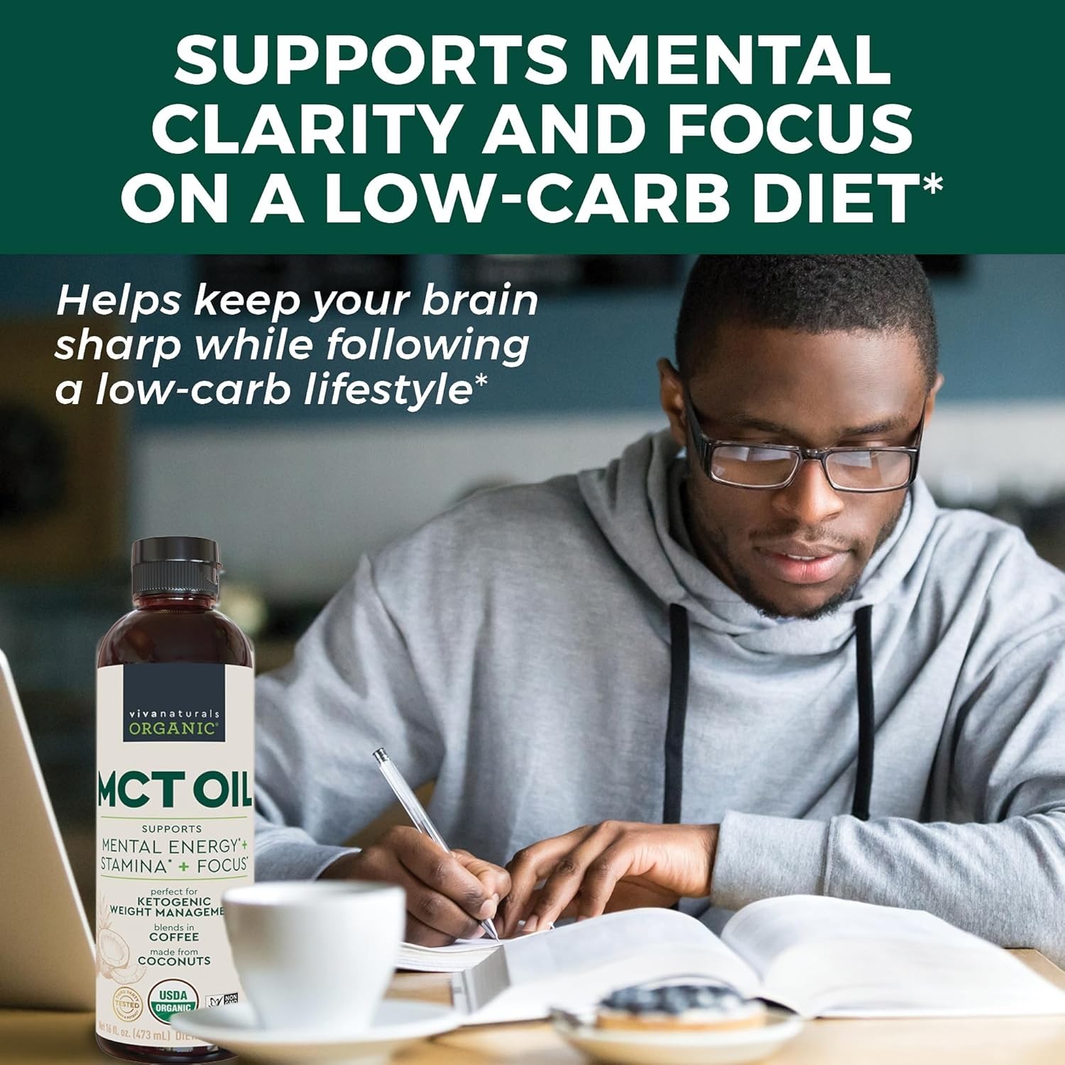 Pure Organic MCT Oil – Enhance Energy, Focus & Fat-Burning for Keto & Paleo L…