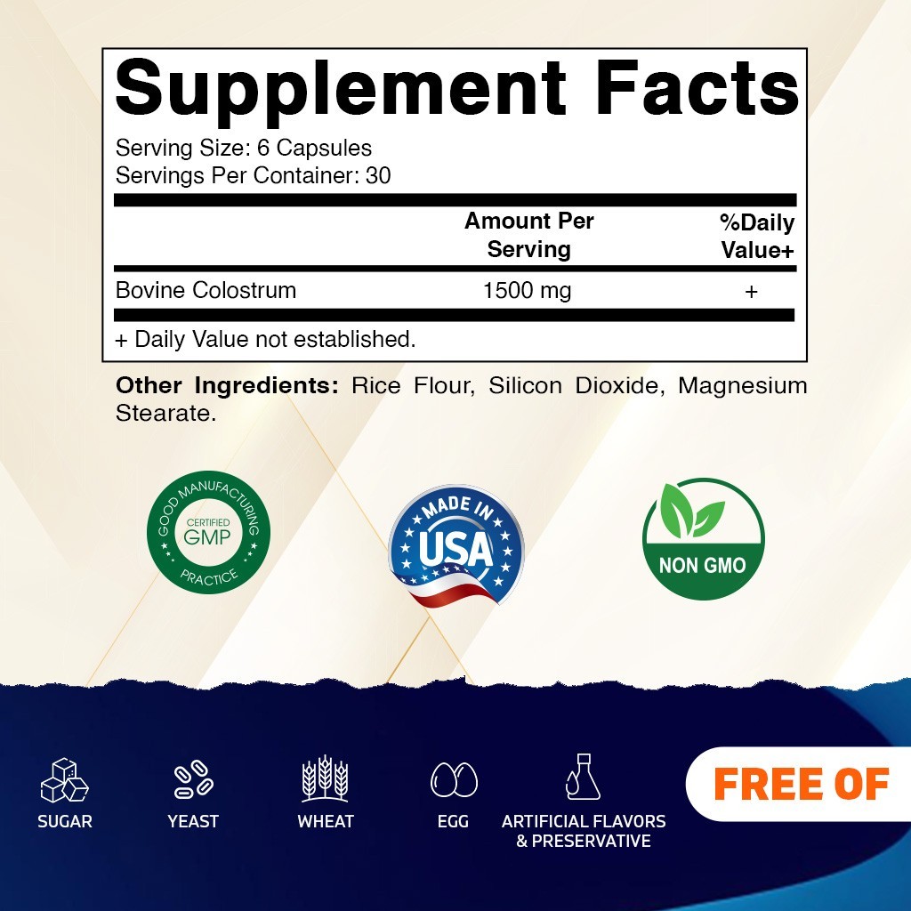 2 Pack Vitamatic Bovine Colostrum Supplement 1500 mg per Serving – 180 Capsule