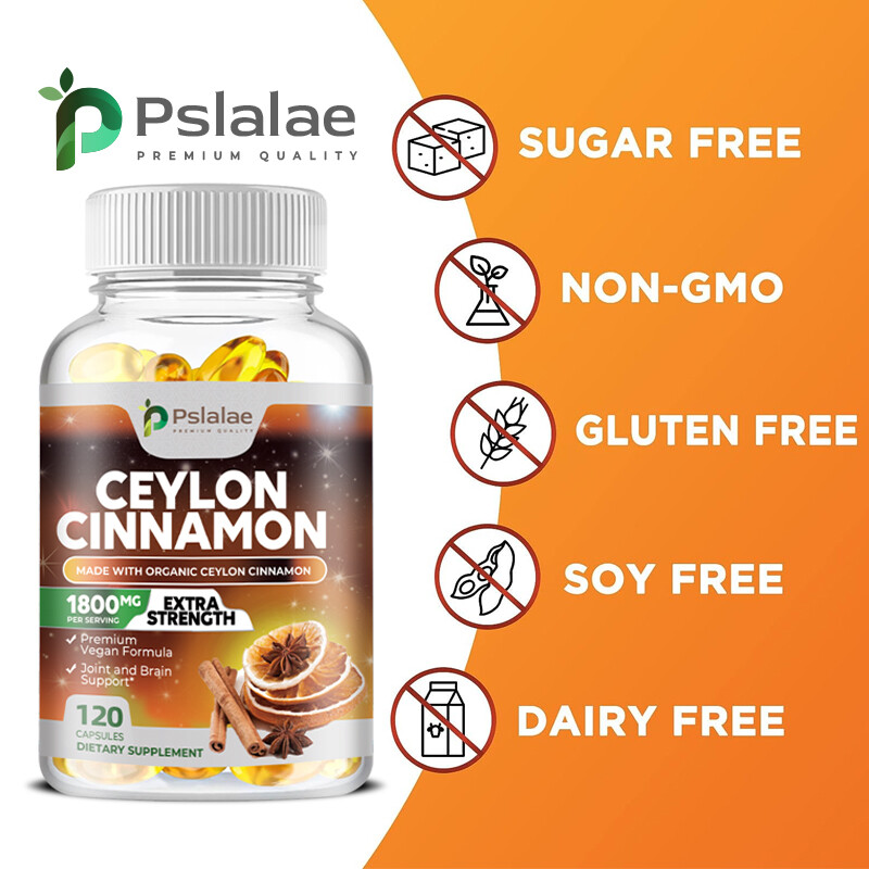 Organic Ceylon Cinnamon Capsules 1800mg – Highest Potency Blood Sugar Support