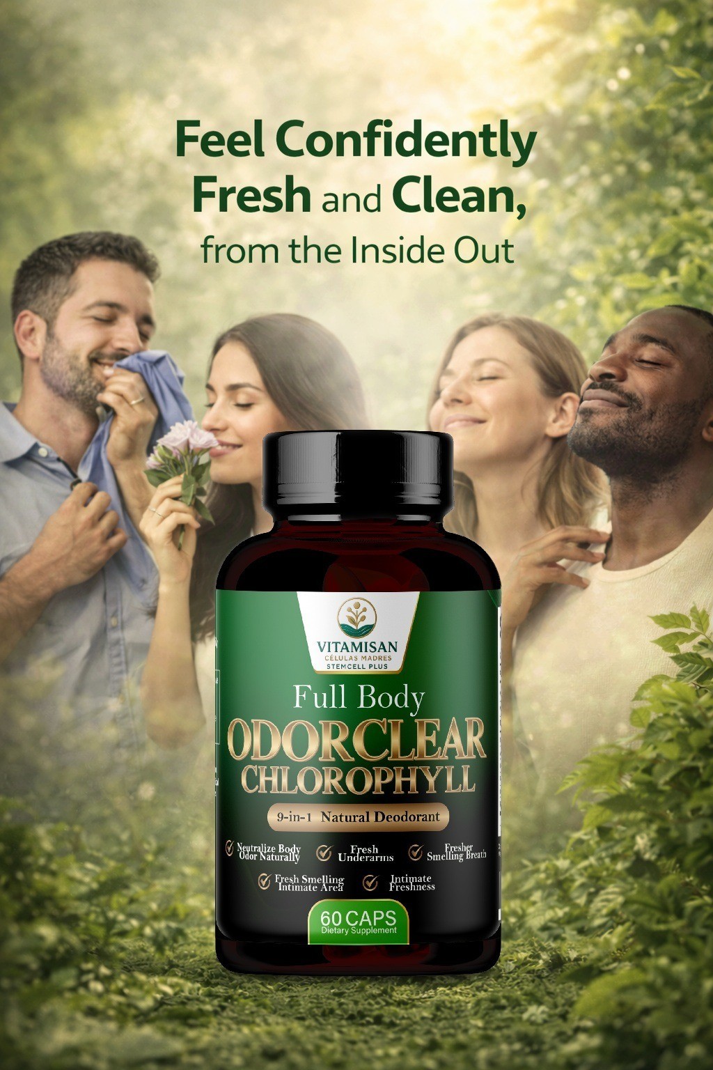 Chlorophyll Capsules Natural Internal Deodorant Body Odor Cleanse 2 Pack 60 Caps