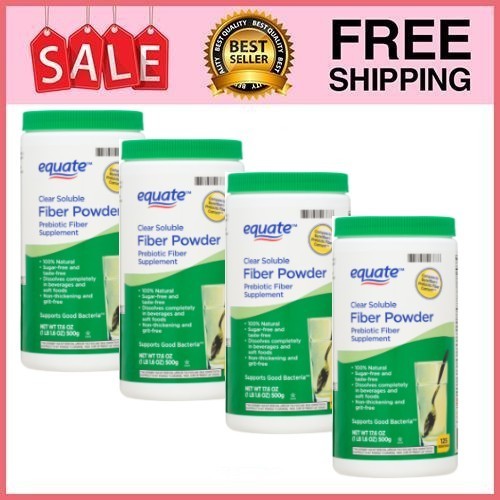4 Pack Equate Sugar Free Fiber Supplement Powder, 17.6 oz Pk