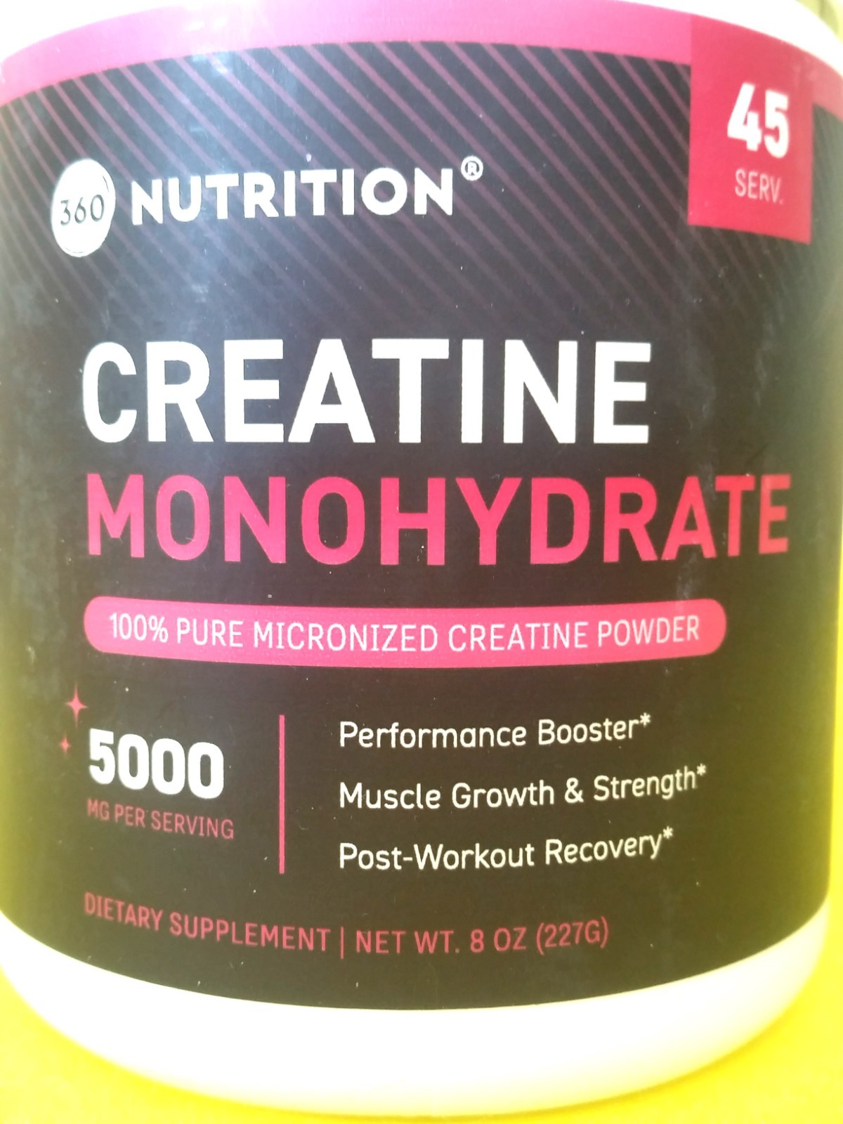 X3 SEALED) 360 NUTRITION pure micronized creatine 5000 (8 OZ) 45 SERVINGS 5/28