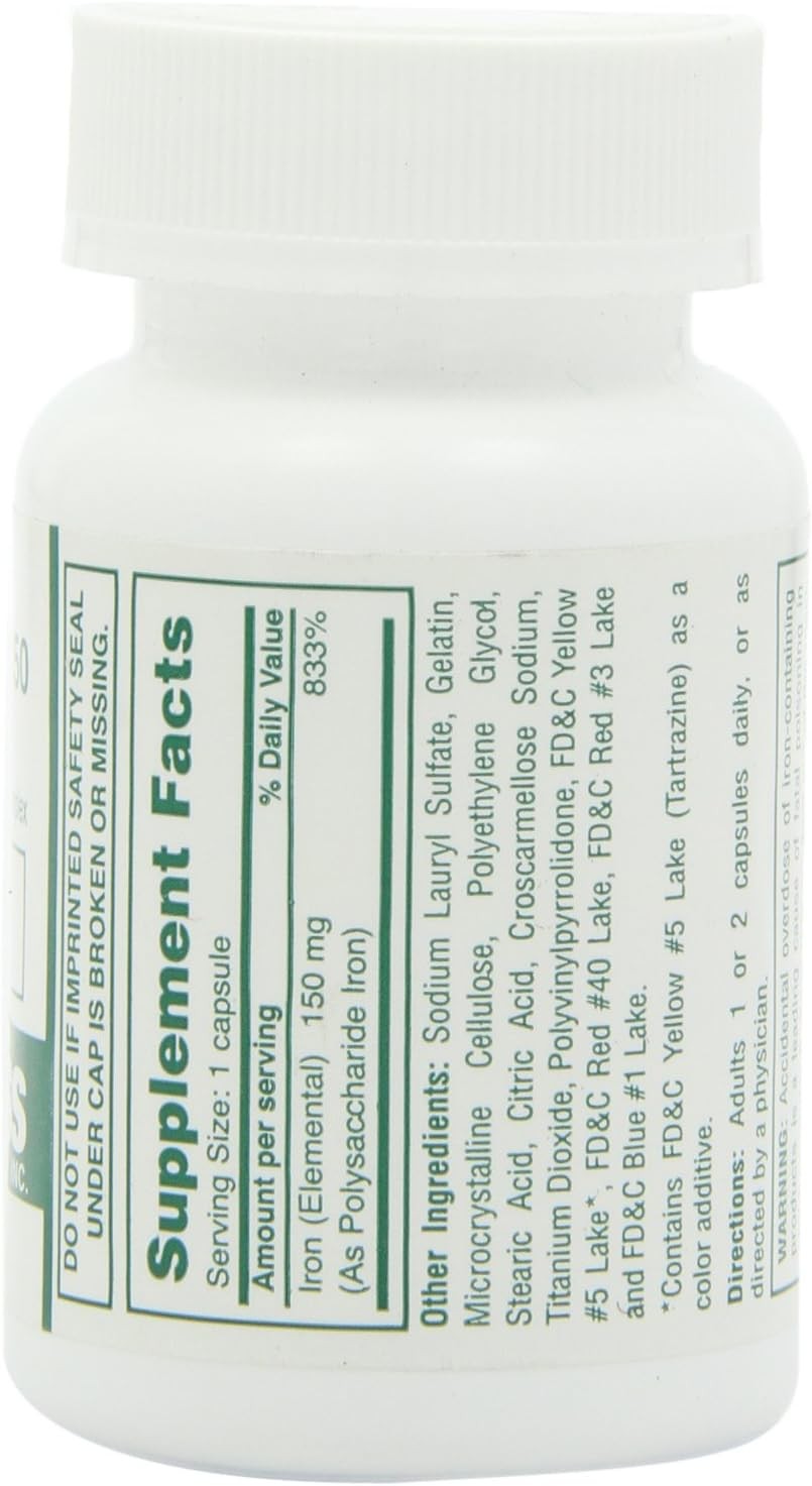 Cypress Poly-Iron Complex 150 mg Capsules Dietary Supplement 100 Ct Pack of 6