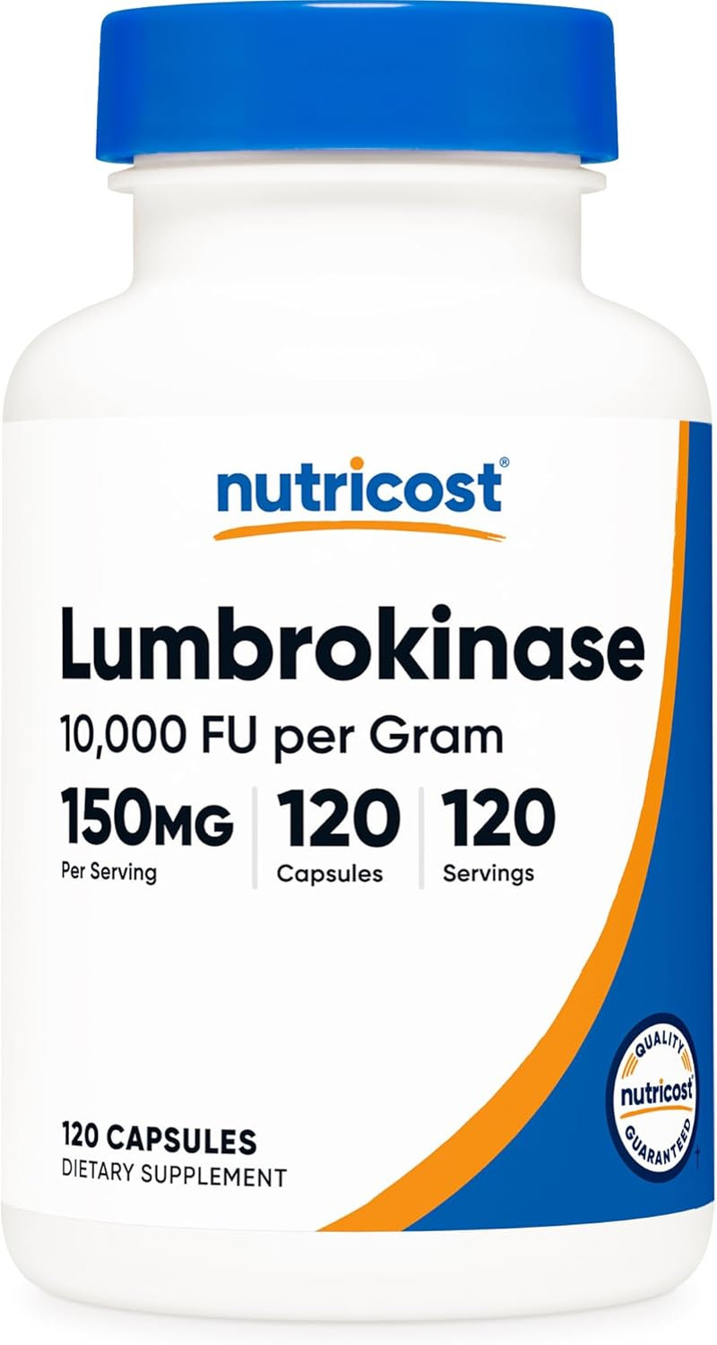 Nutricost Lumbrokinase 150mg 120 Capsules Gluten Free GMO Free Tested