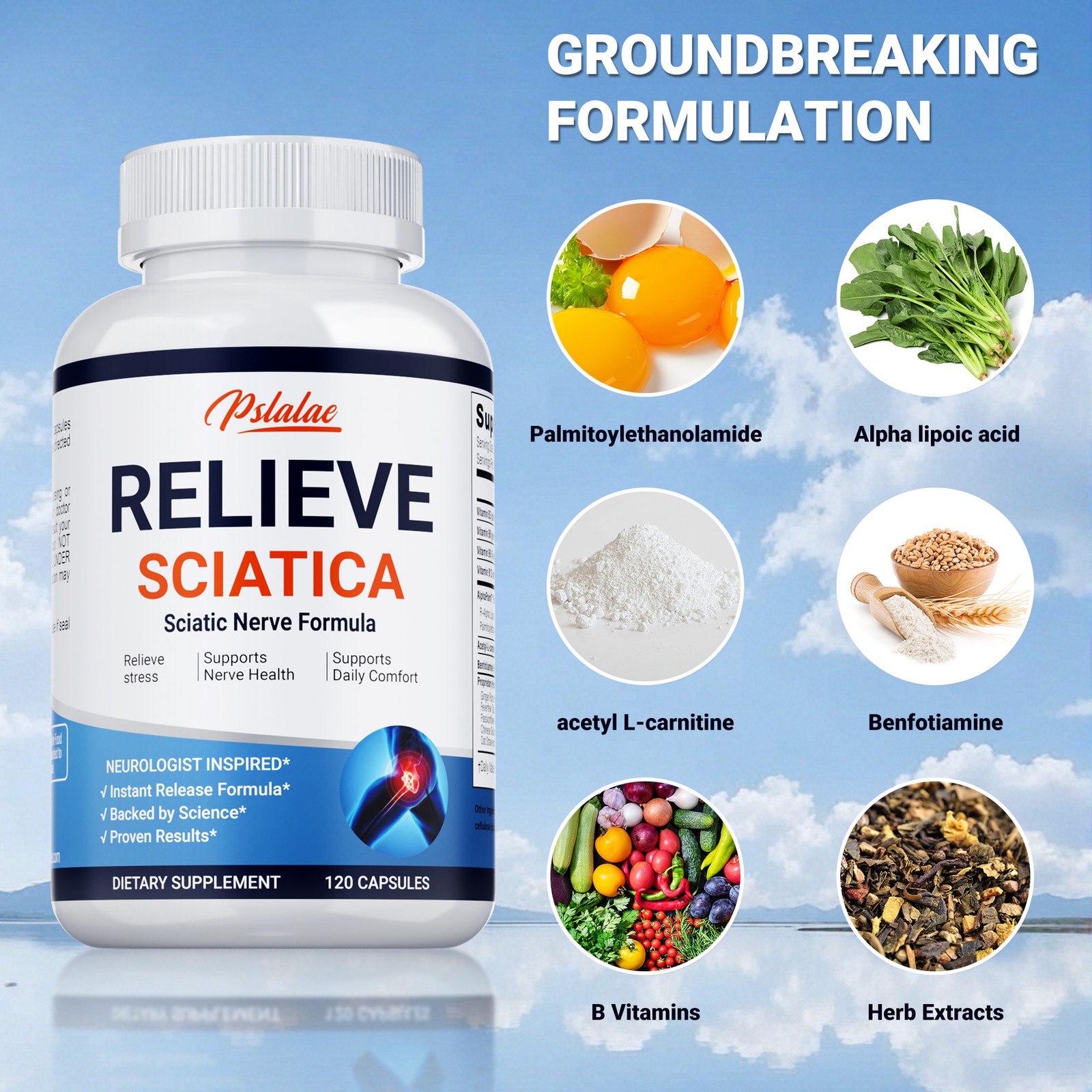 Relieve Sciatica – R-ALA – Natural Nerve Formula, Pain Relief, Anti-inflammatory