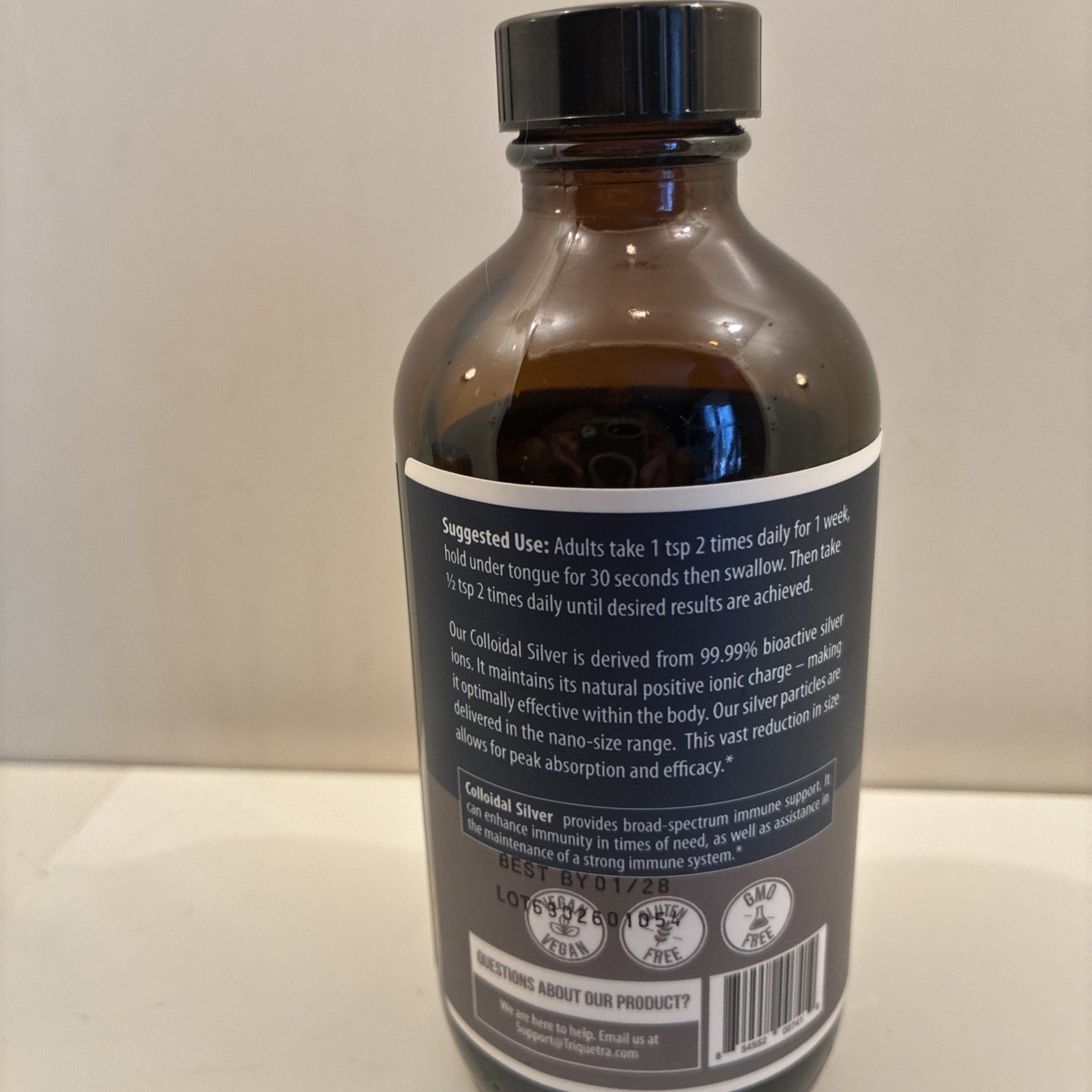 Bioactive Colloidal Silver – 8 oz, Glass Bottle, Vegan, Safe Doses with Highest
