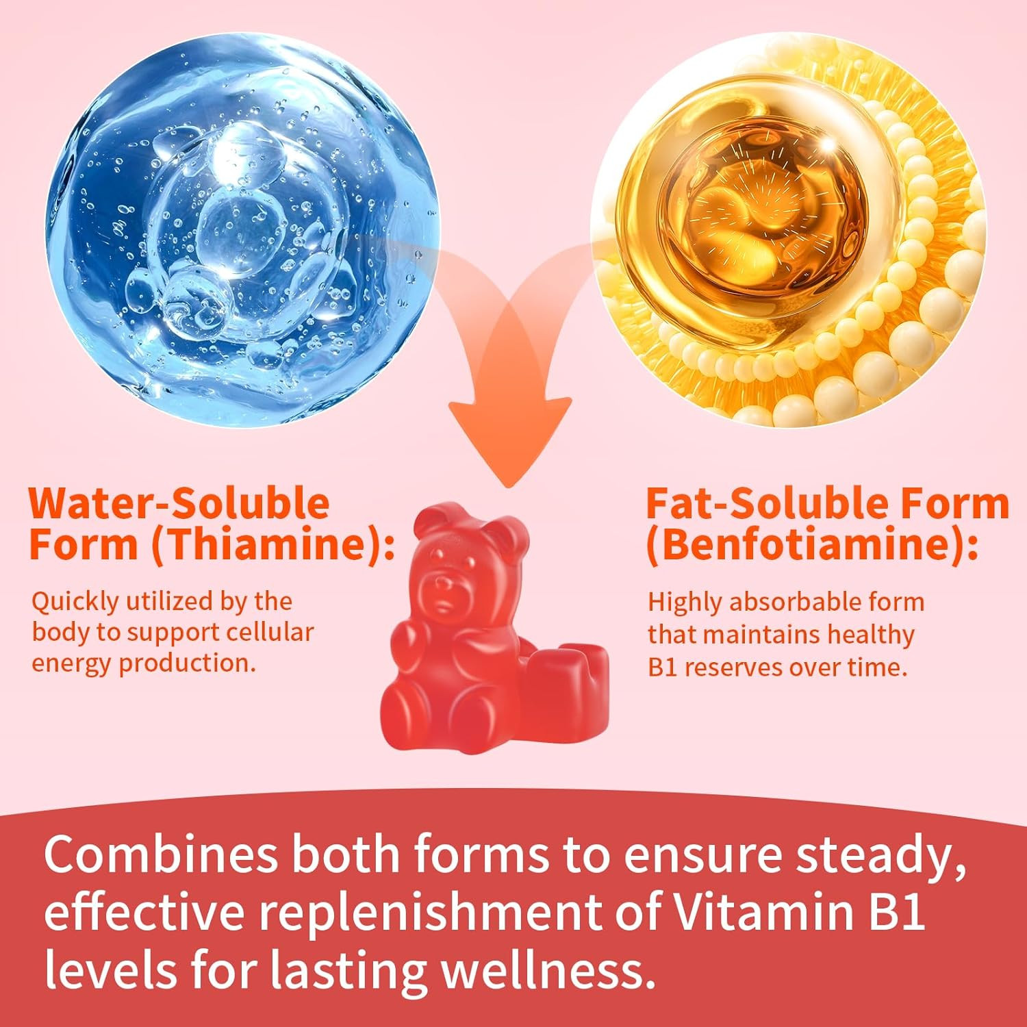 Vitamin B1 Gummies 500Mg with Benfotiamine | High Potency Thiamine Supplement fo