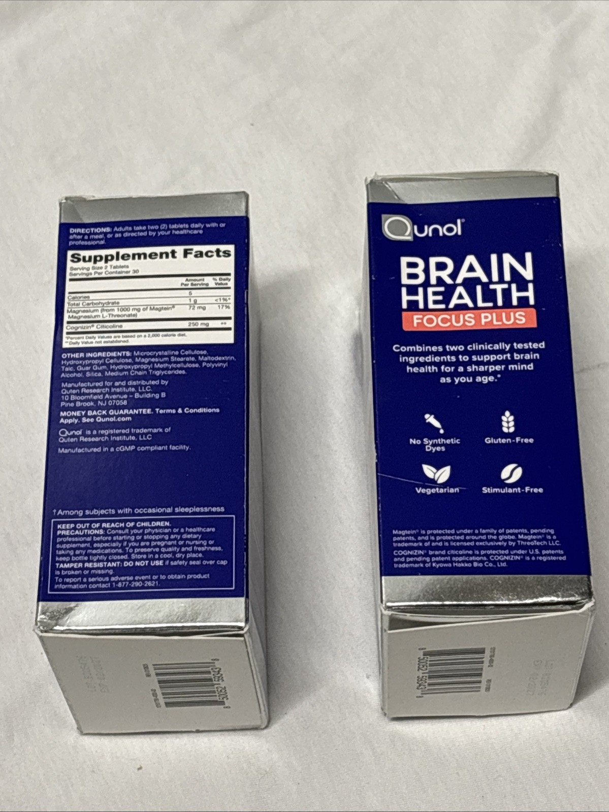 2 Pack Qunol Brain Health Focus Plus 60 Tablets Each Magnesium L-Threonate New