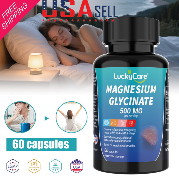 Magnesium Glycinate For Improved Sleep,Stress Anxiety Relief 500mg-60 Capsules