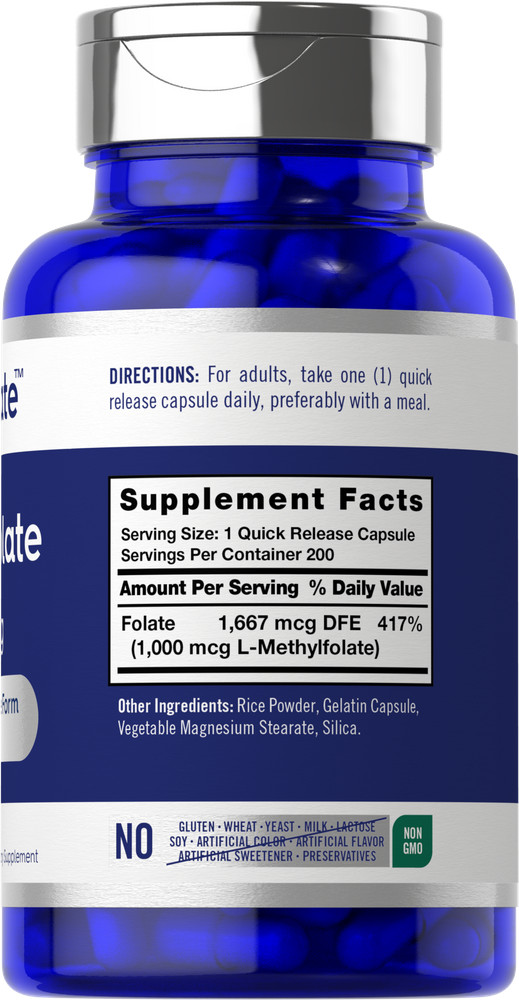 L Methylfolate 1000mcg | 200 Capsules | Value Size | by Opti-Folate