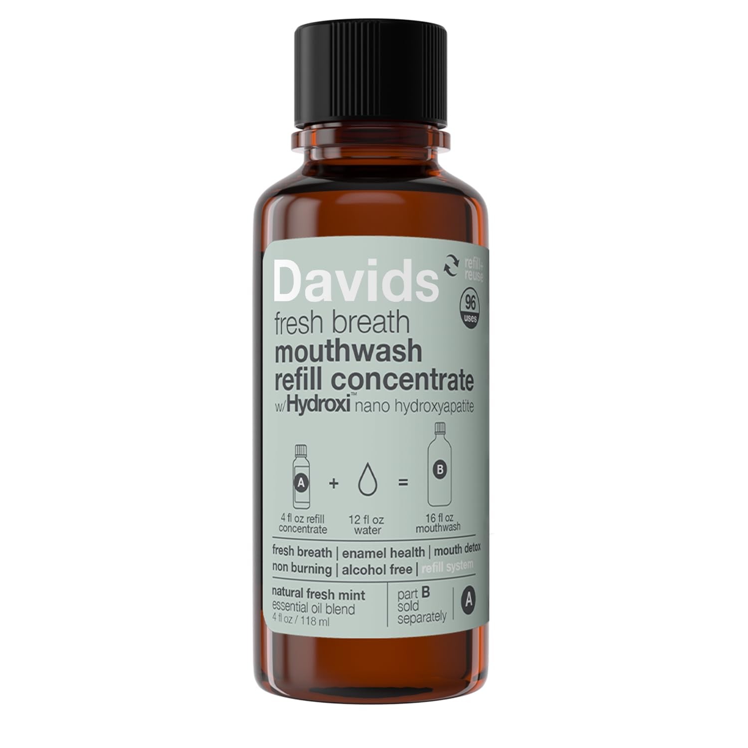 Davids 4 Fl Oz (Pack of 1), Nano-hydroxyapatite Refill – Makes 16 Ounces