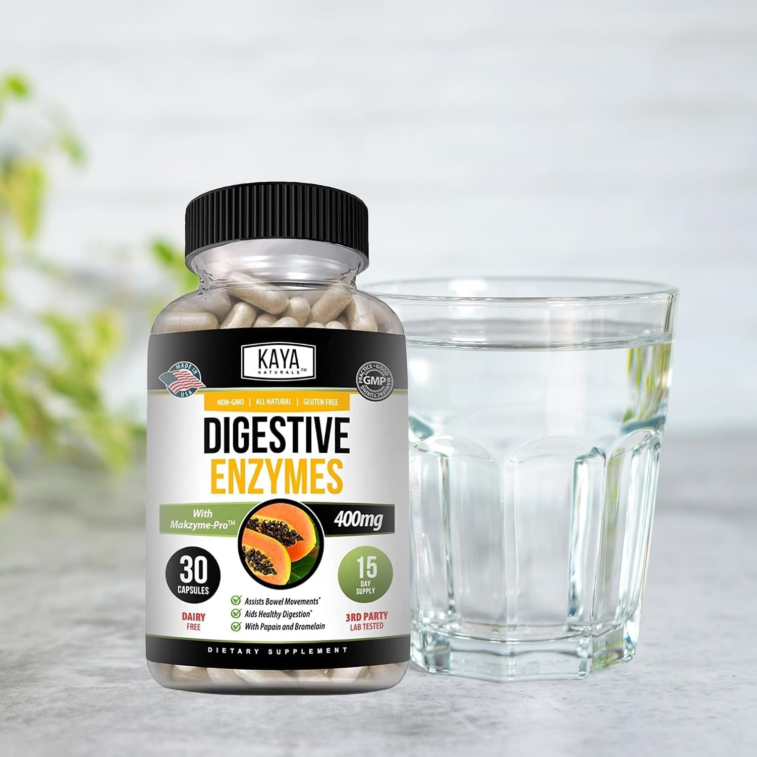 Kaya Naturals Digestive Enzymes with Prebiotics & Probiotics – Constipation & Bl