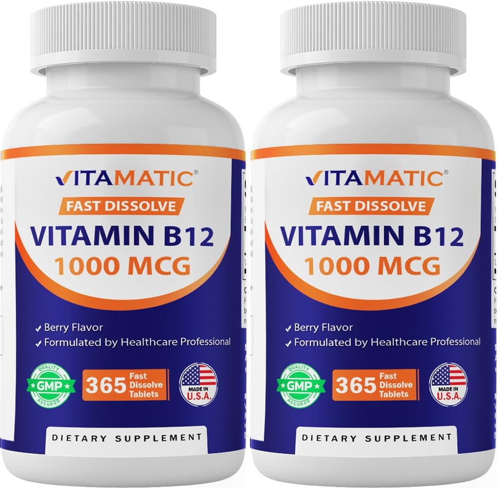 Vitamatic Vitamin B12 1000 mcg Fast Dissolve Tablets – 365 Count (Pack of 1)