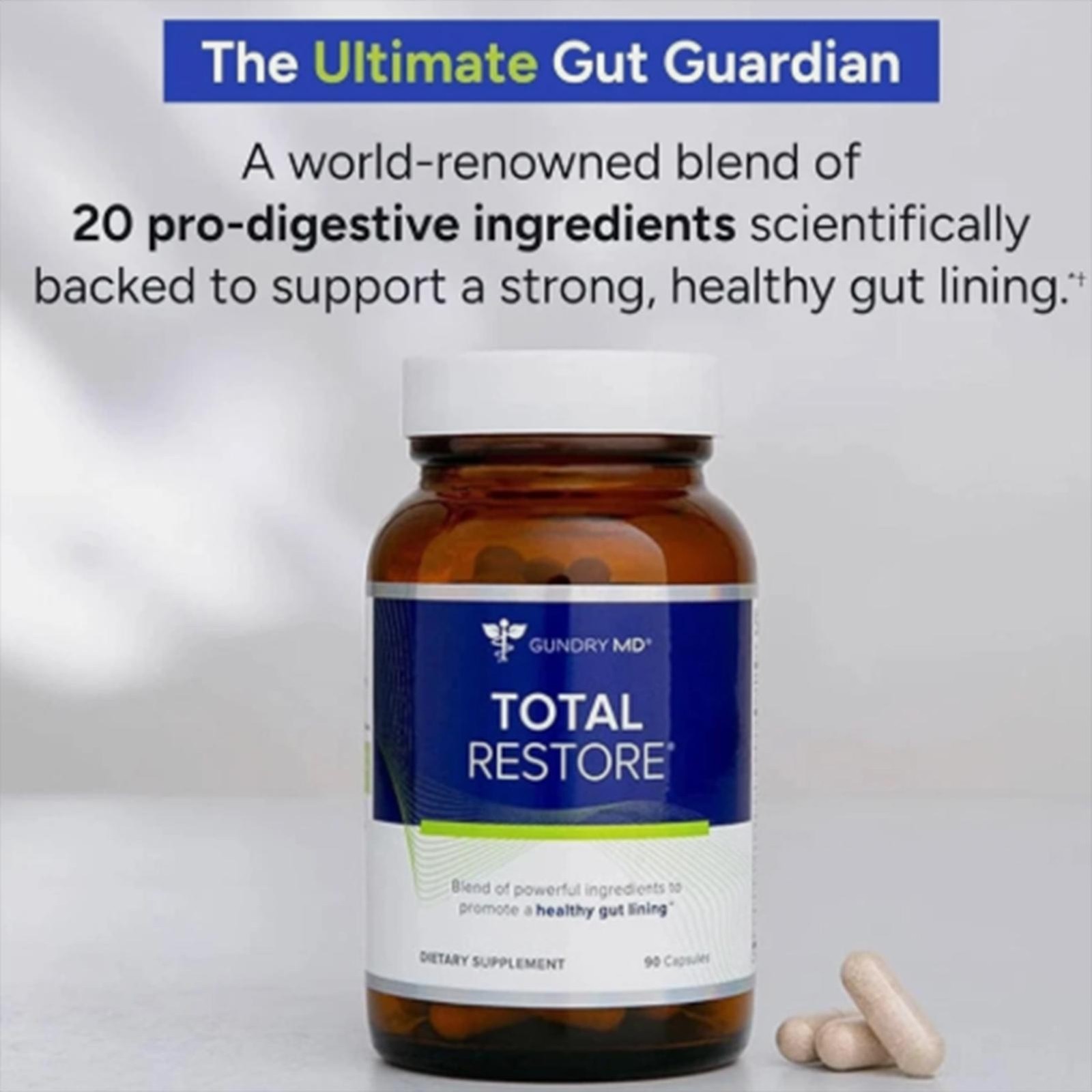 Gundry MD Total Restore Gut Health Supplement 90 Capsules Digestive Aid