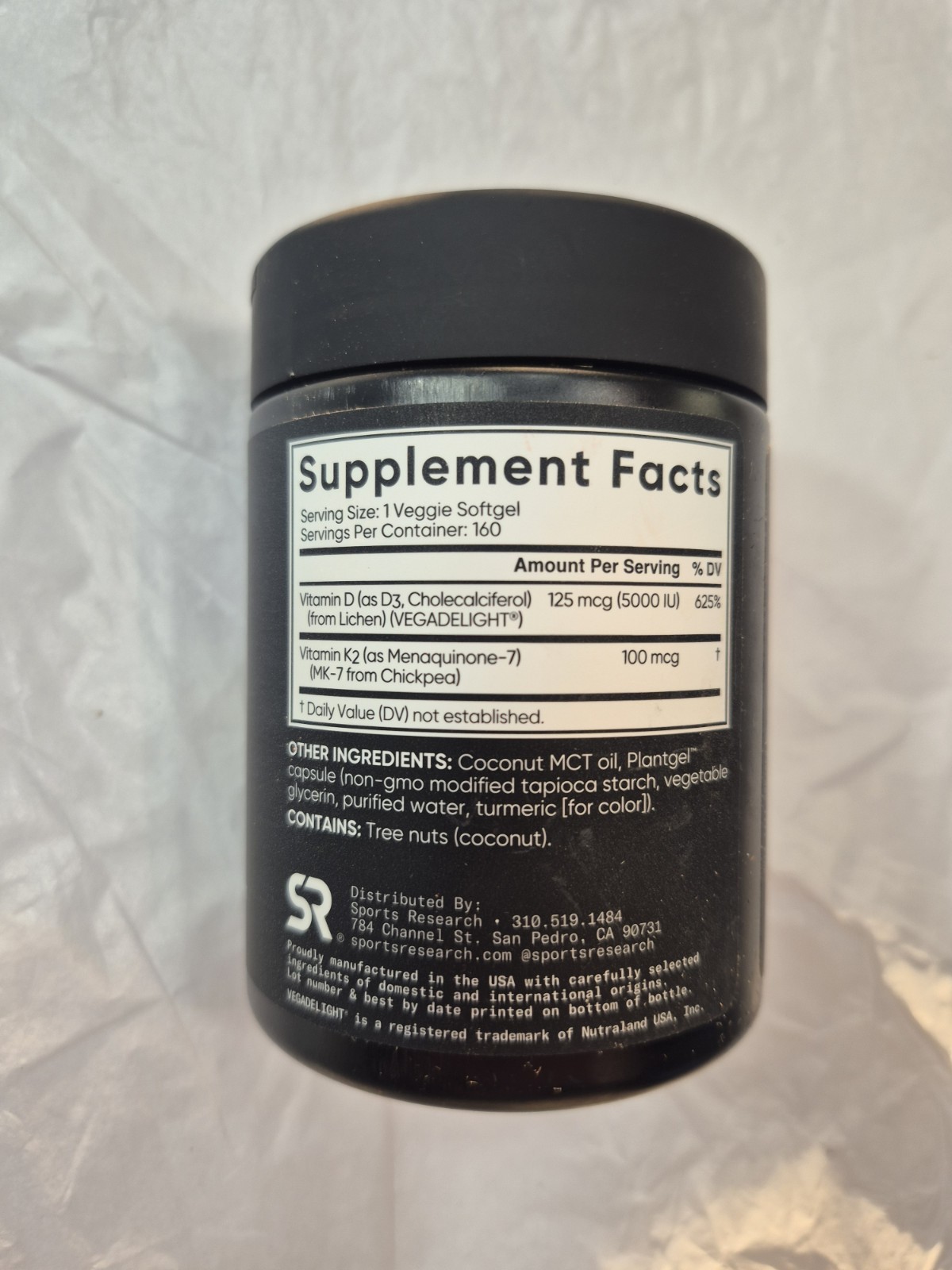 Sports Research D3 + K2 5000 IU 160 Softgels Vegan MK-7 Plant Based New Sealed
