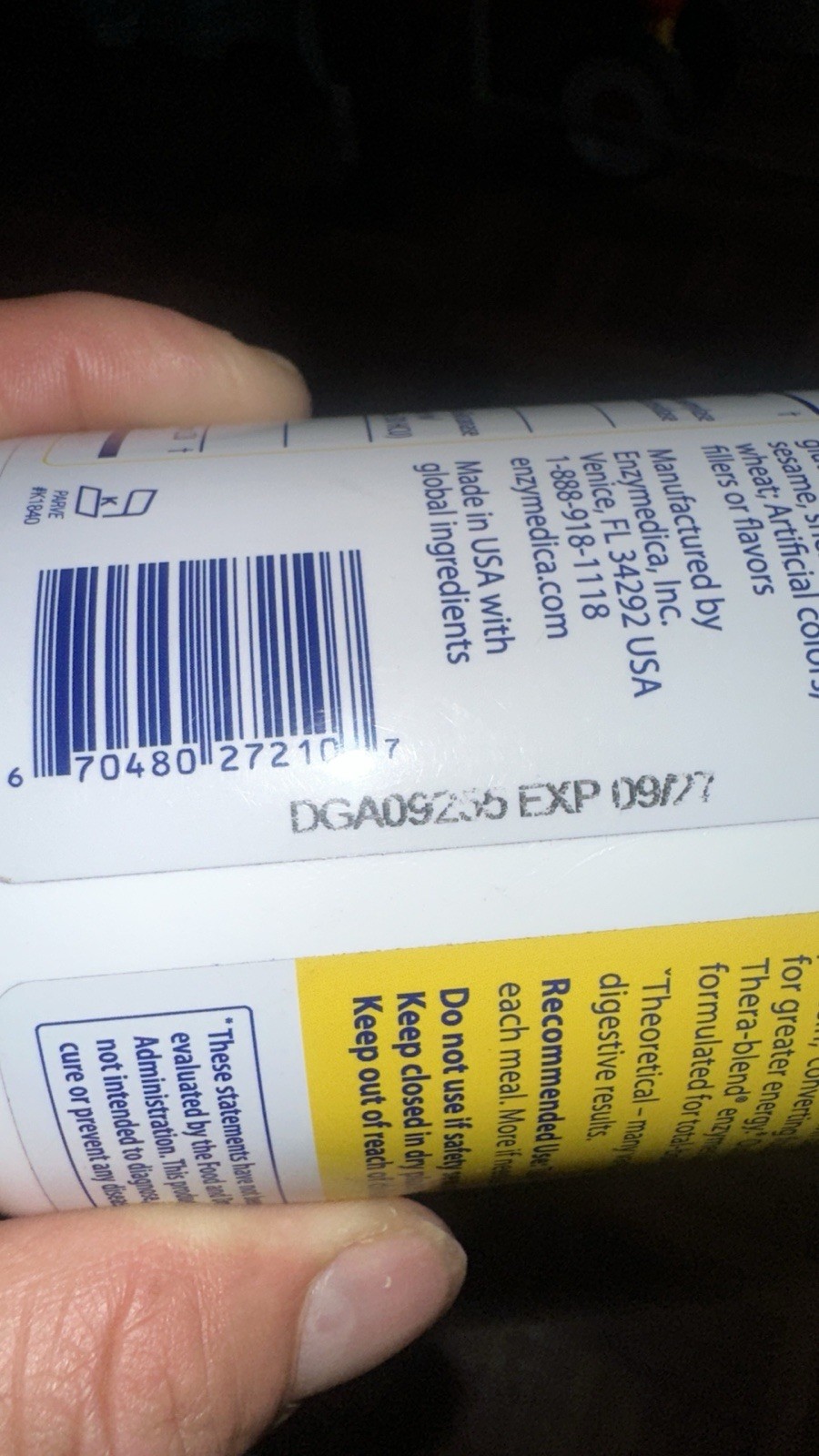 Enzymedica Digest Complete Dietary Supplement Veg Capsules 180 Caps Exp 09/27