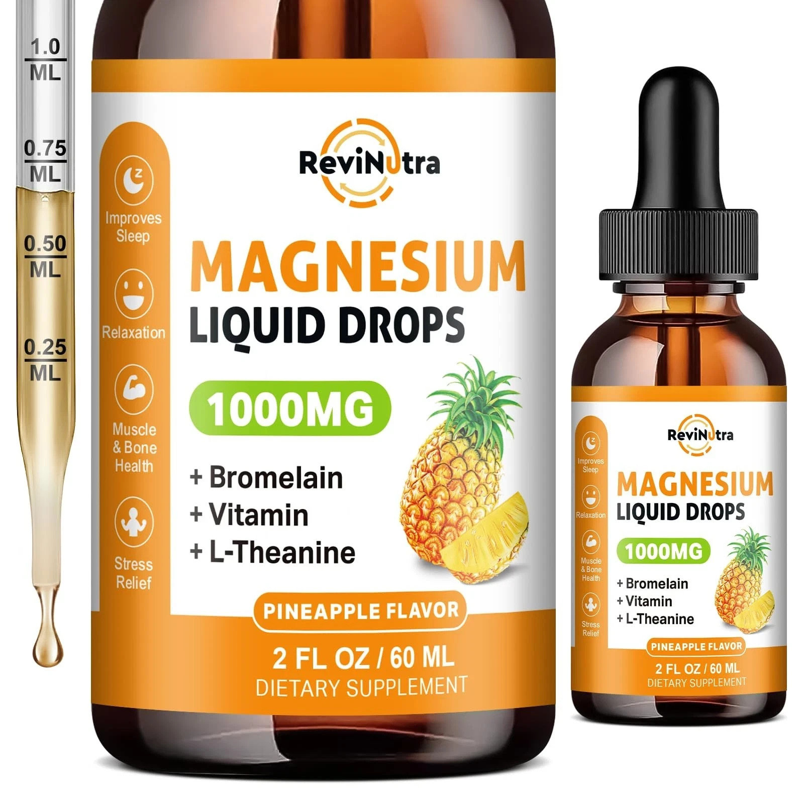 Magnesium Glycinate Liquid Drops, 1000mg of Liquid Magnesium Complex Suppleme…
