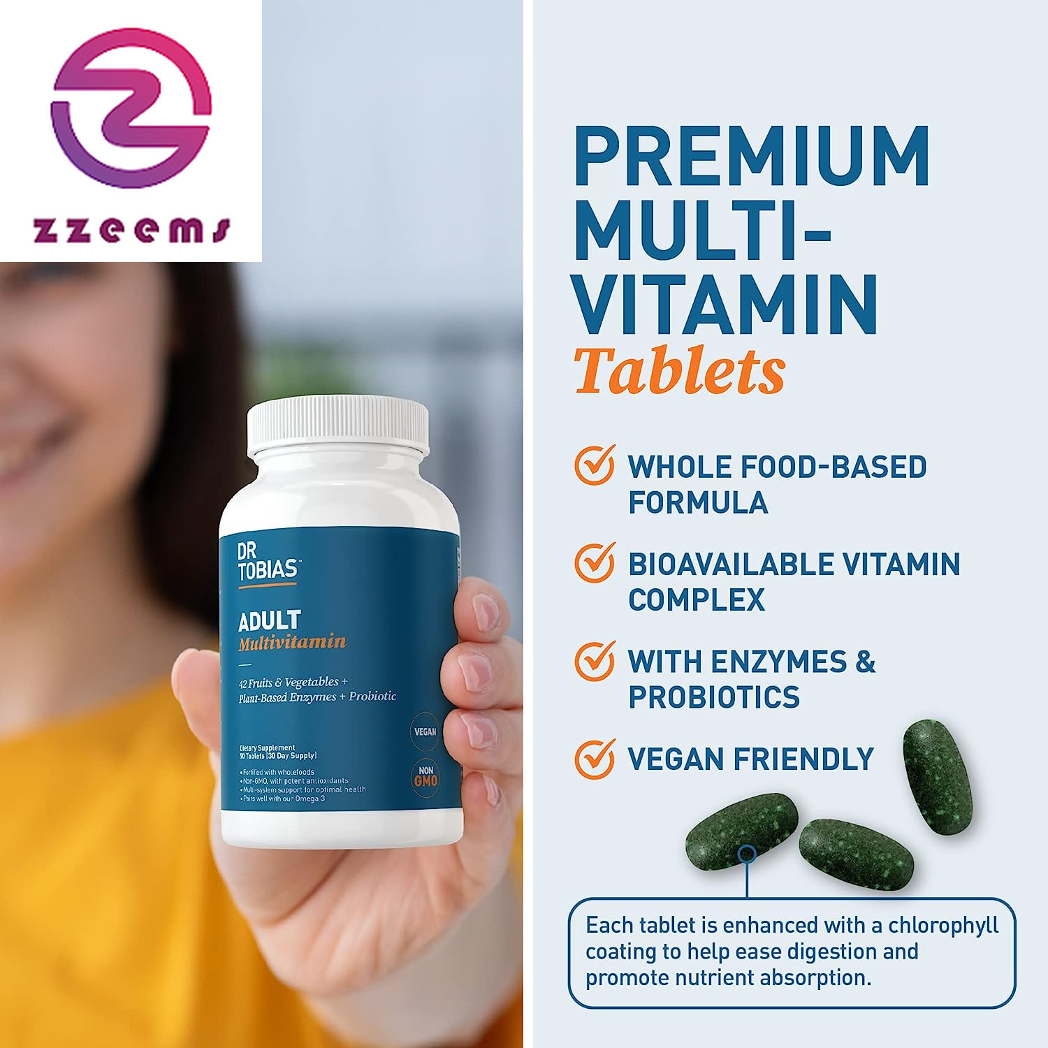 Adult Multivitamin for Women & Men, Energy & Immune Support from 42 Fruits & Veg