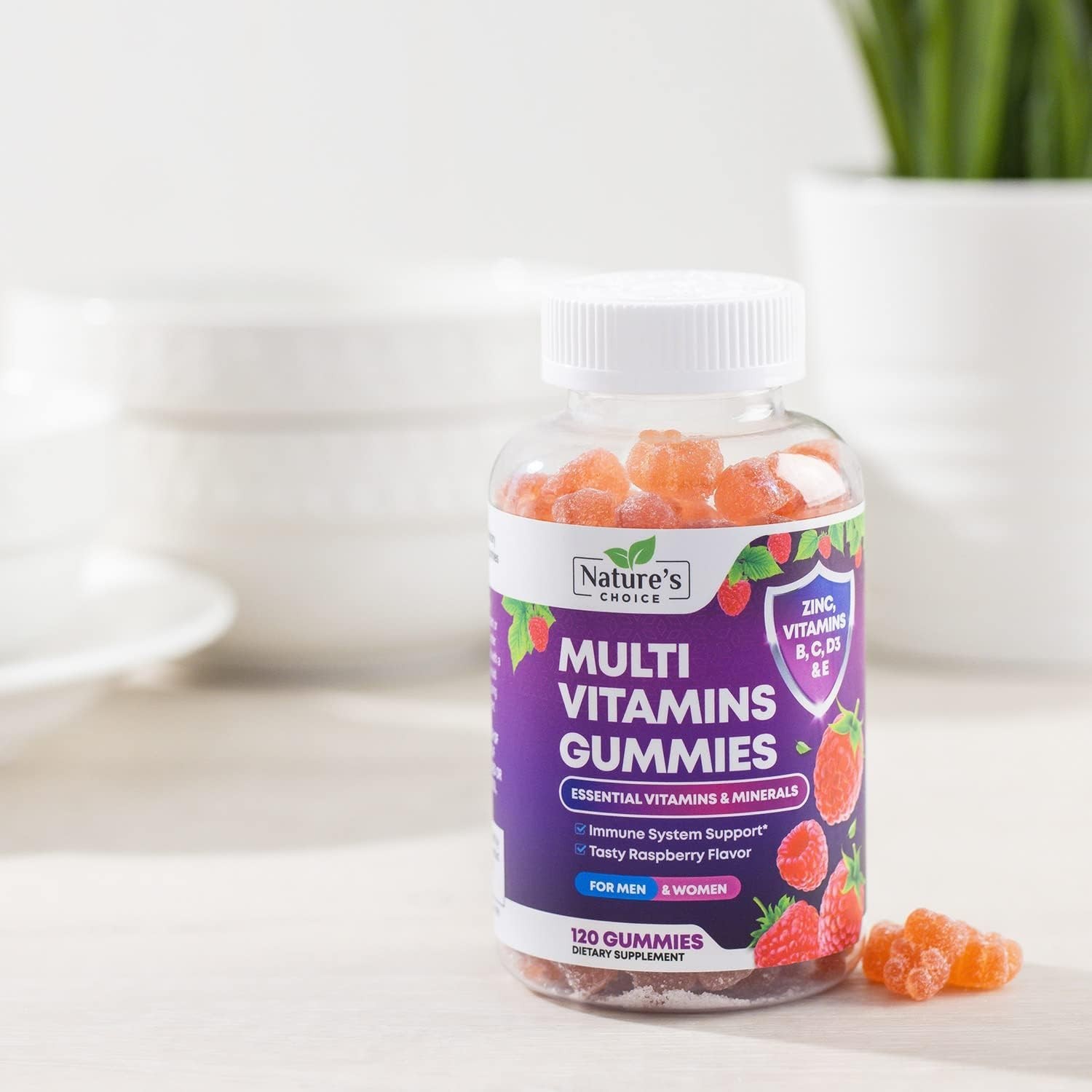 120 Gomitas Multi Vitaminas A B C D E Con Zinc Para Mujeres y Hombre En Oferta