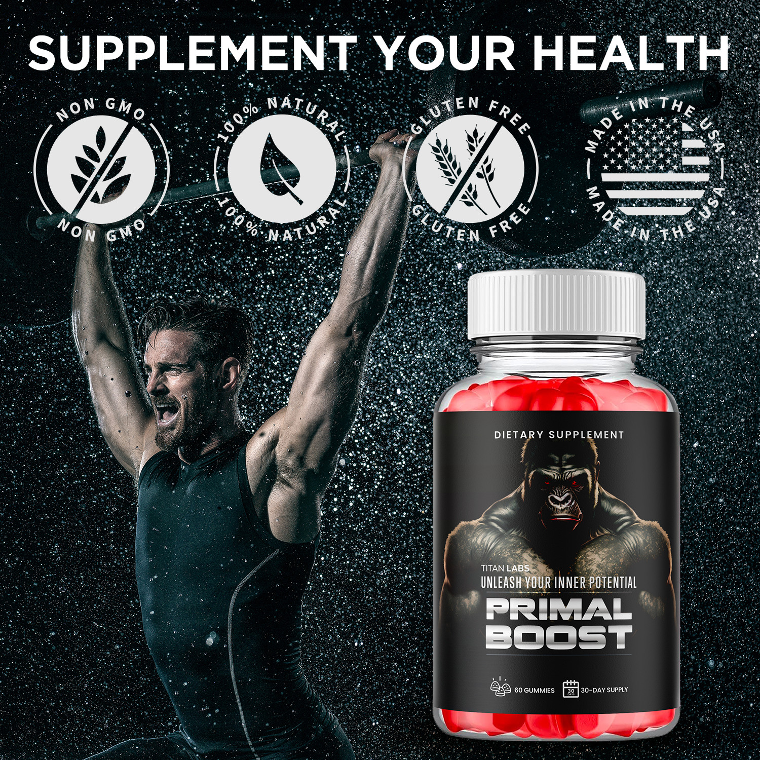 (5 Pack) Primal Boost Male Gums Advanced Support Formula PrimalBoost 300 Gummies