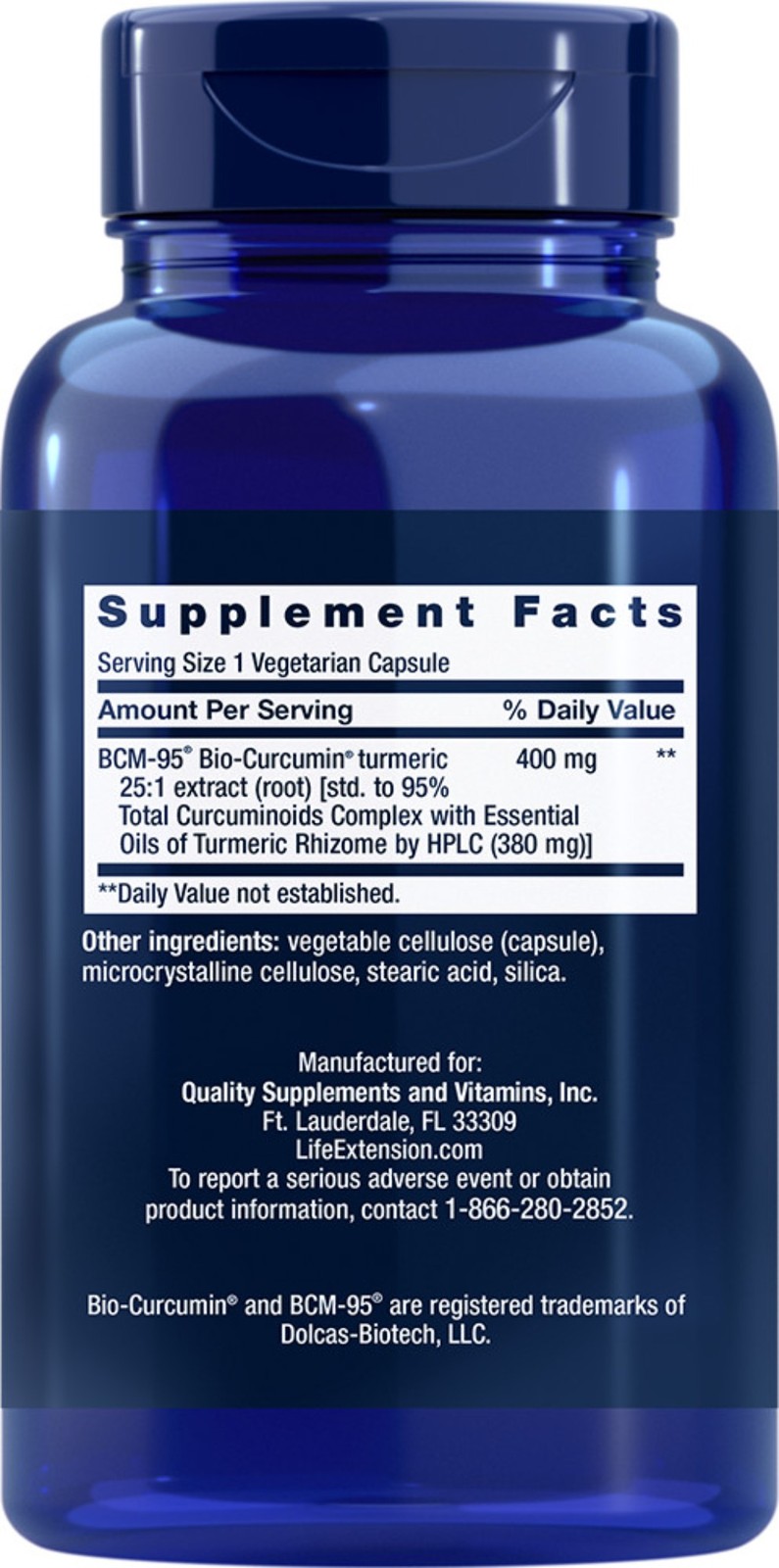 Super New Bio-Curcumin Turmeric Extract, 400mg 60 Caps Life Extension BCM-95