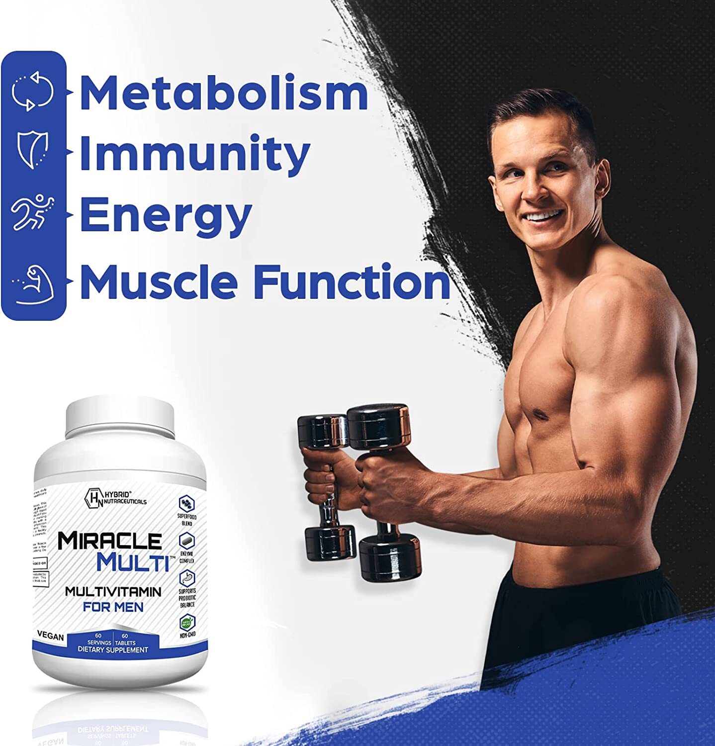 Multivitamin Mineral for Men, Best High Potency Mens Vitamin, Non-GMO Supplement