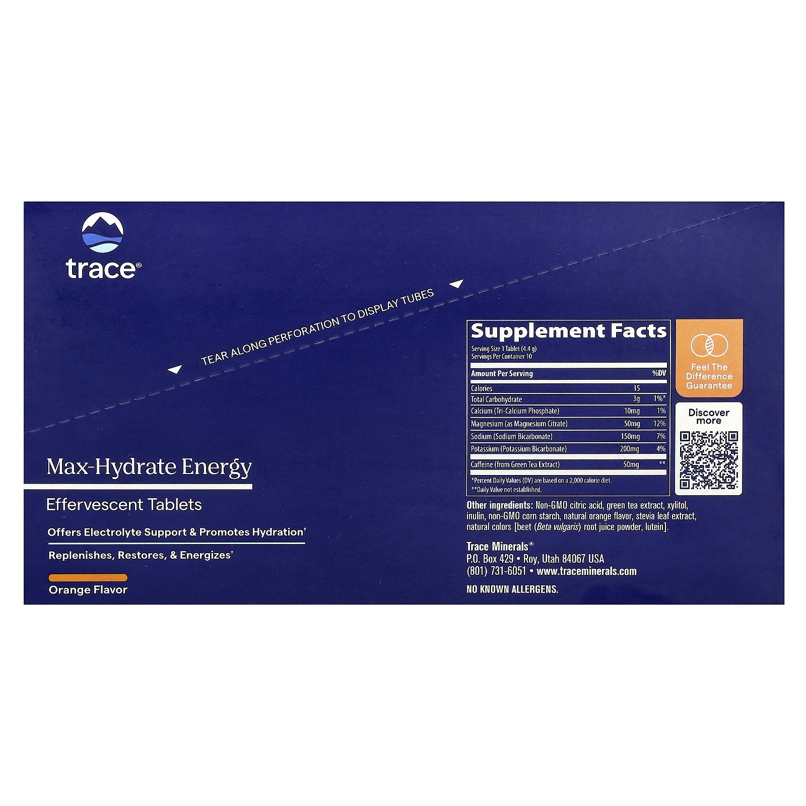 TM Sport, Max-Hydrate Energy Effervescent Tablets, Orange, 8 Tubes, 10 Tablets