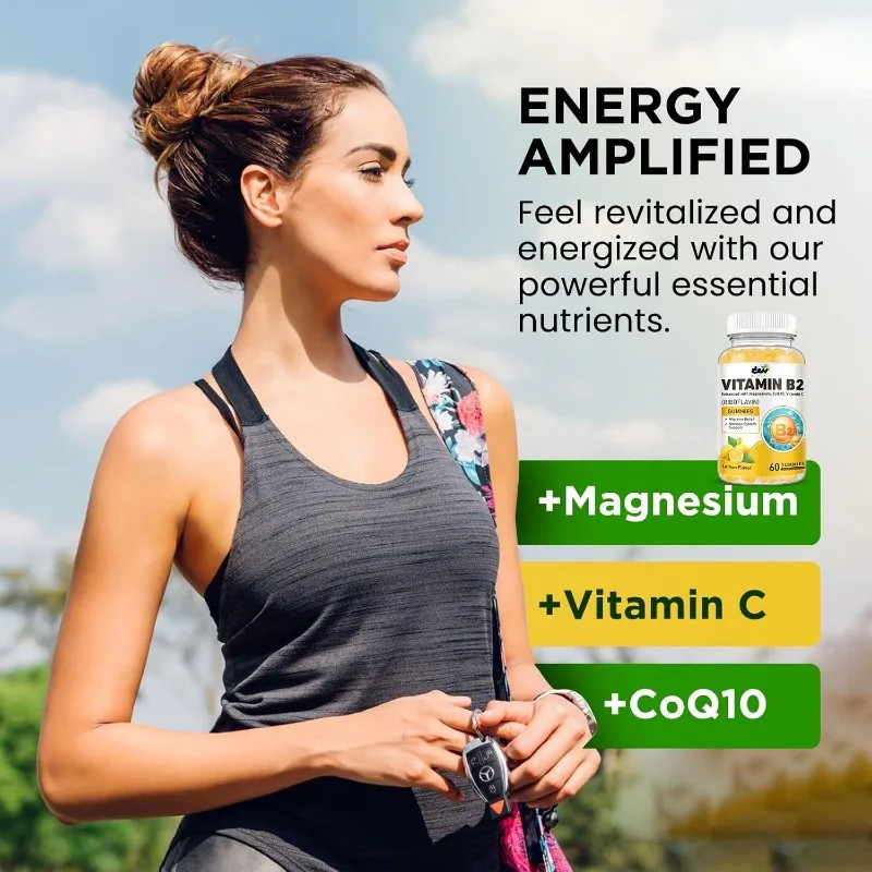 Gommes vitamine B2 riboflavine magnésium Q10 vitamine C citron 60 pcs