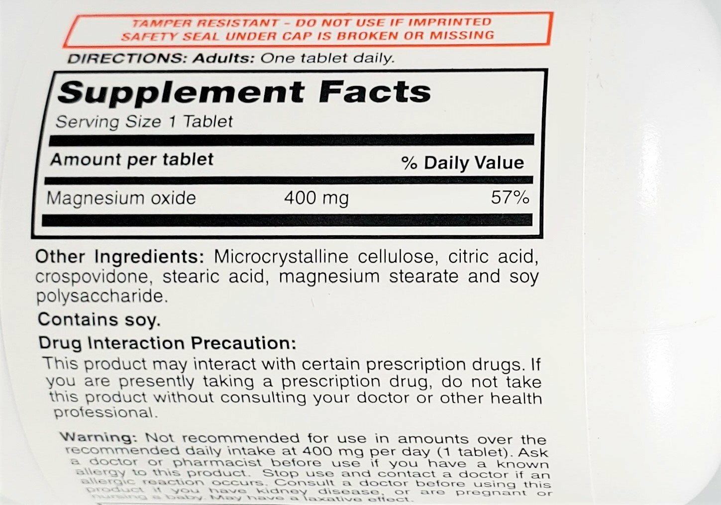 Rugby Magnesium Oxide 400 mg 120 Tablets -Expiration Date 12-2024