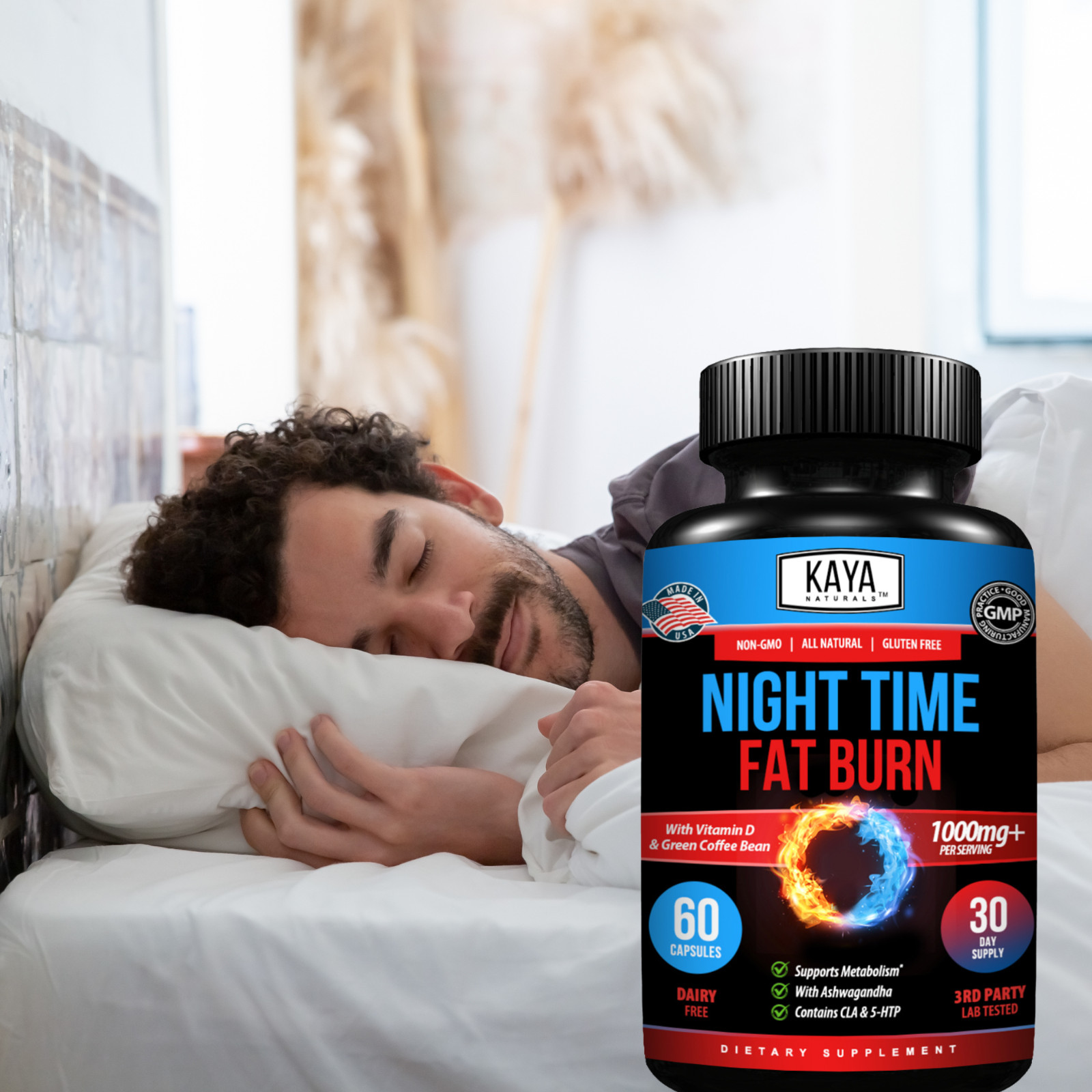 (2 Pack) Night Time Fat Burn Supplement 60ct, Metabolism Support, Weight Loss