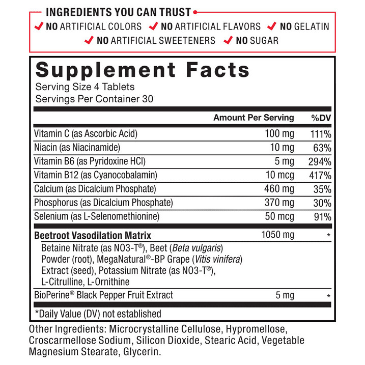 Force Factor Total Beets Beet Root Capsules Heart Health 120 Tablets