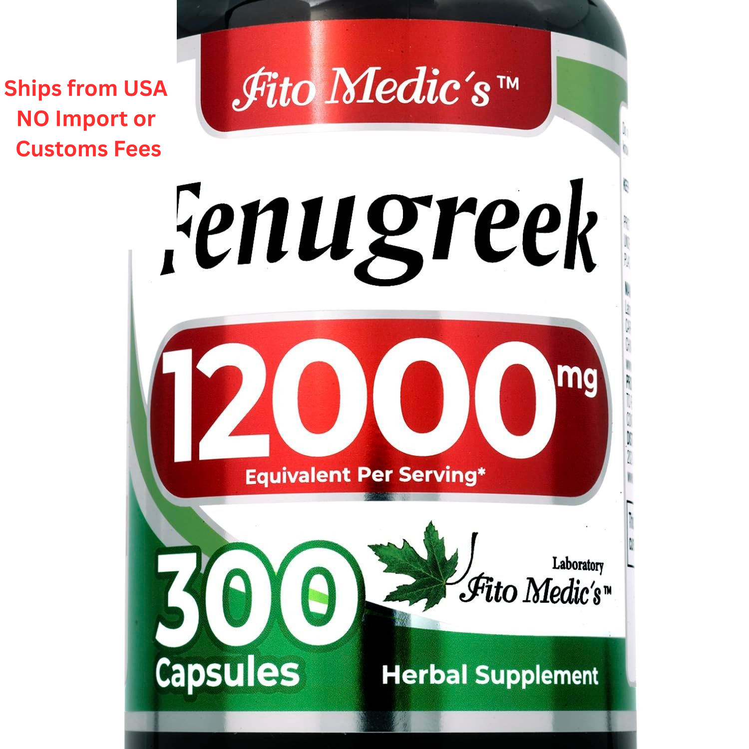 FITO MEDIC’S Lab Fenugreek Seed Supplement, 300 Capsules, 1 Count (Pack of 1)