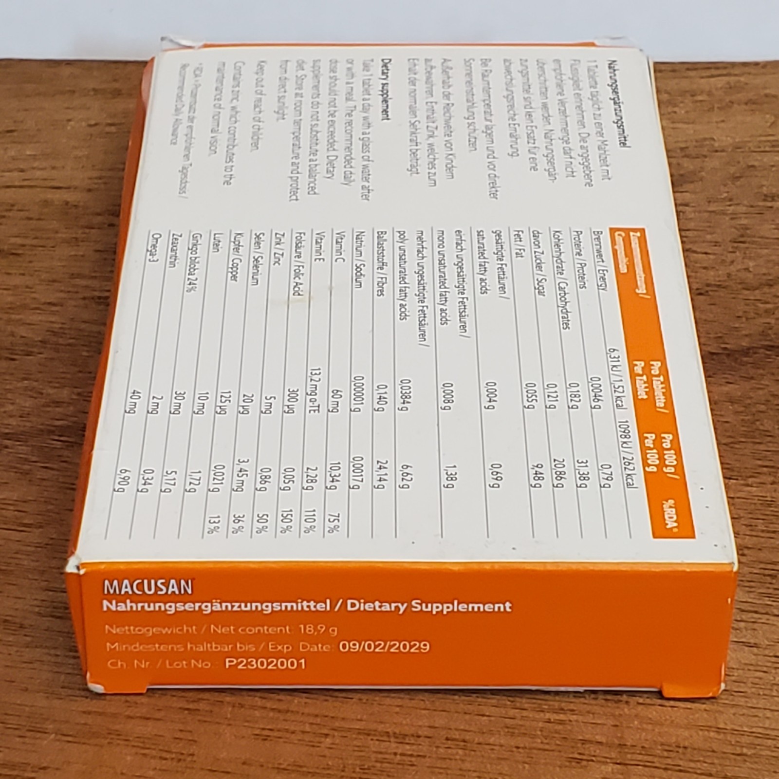 Macusan Vision Performance Dry Eyes Supplement + Ginkgo Biloba 30 Tablets 9/2029