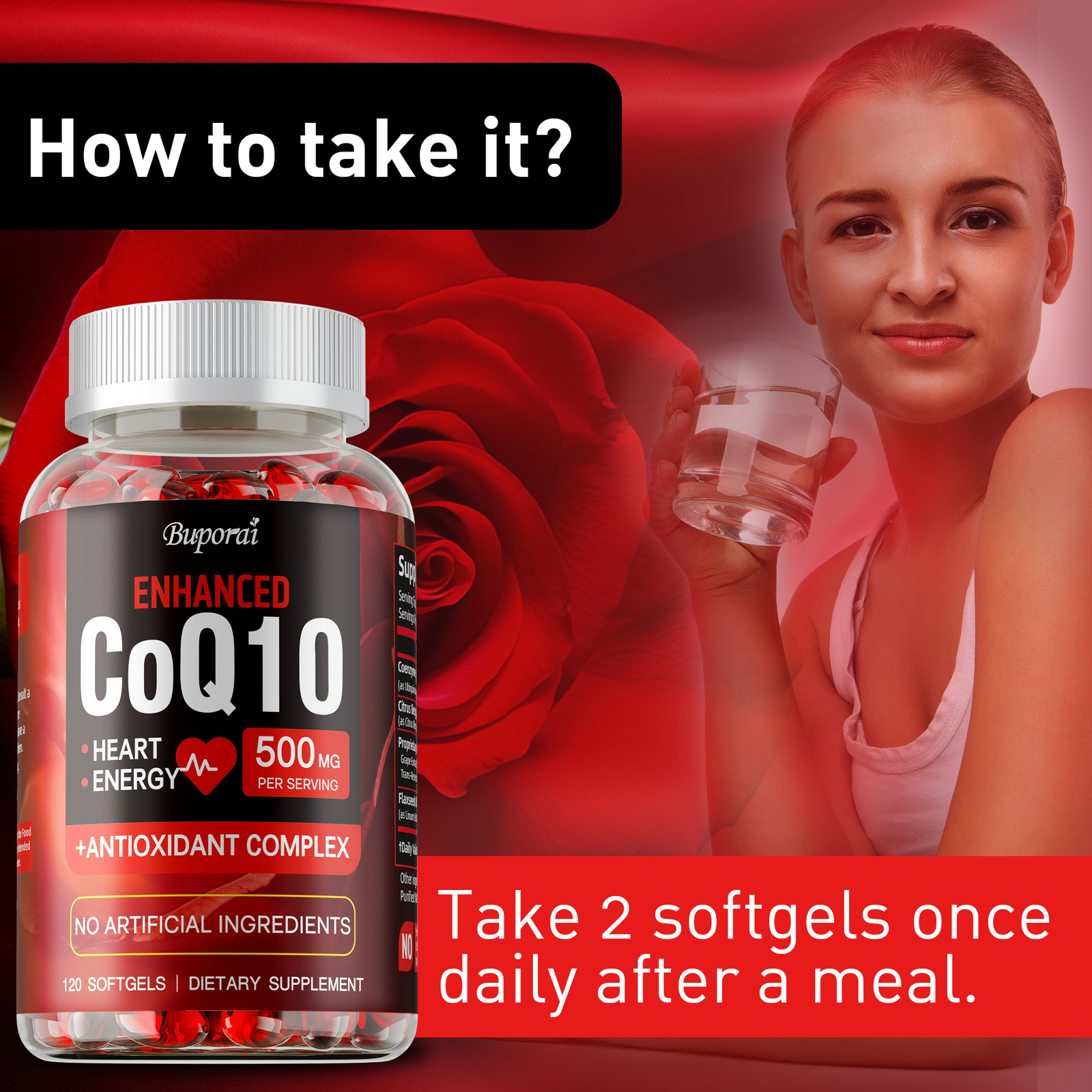 CoQ10 500mg – Antioxidant, Good for Heart Health and Energy Production,Non-GMO