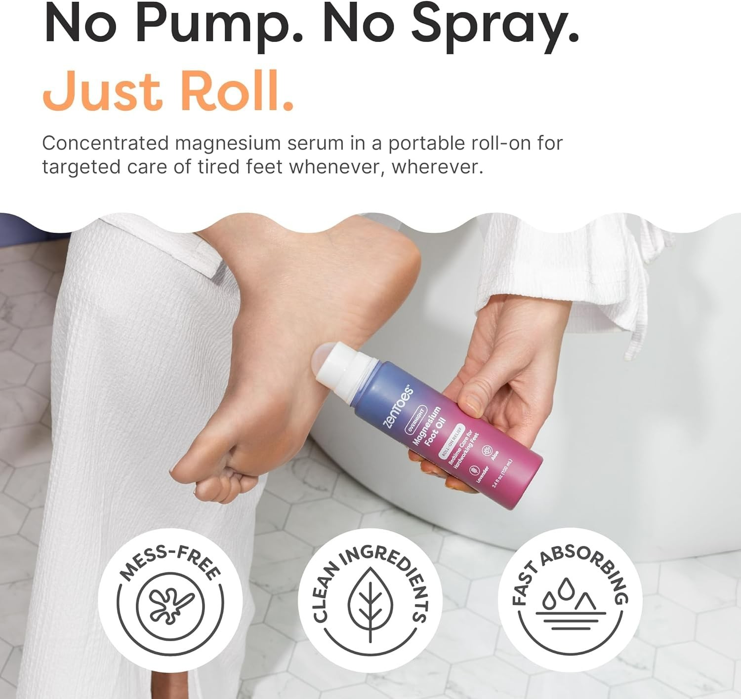 ZenToes Overnight Magnesium Foot Oil – Roll-on Relief – 3.4 fl oz