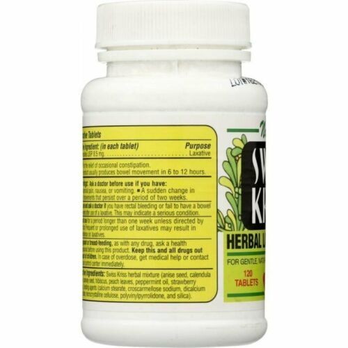 Swiss Kriss Herbal Laxative Gentle Natural Constipation Relief Tablets 120 Count
