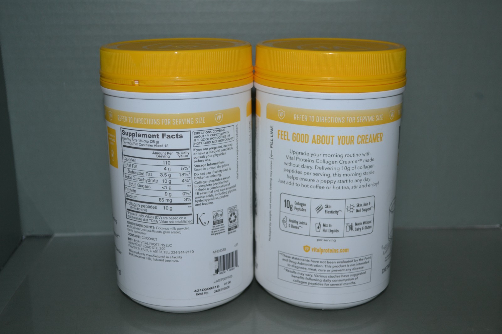 (2) Vital Proteins Vanilla Collagen Creamer, 10.6 oz Powder, Exp. 06/2026+