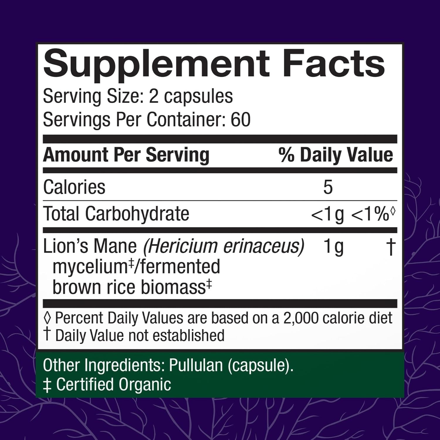 Organic Lion’s Mane Mushroom Capsules 240 Count for Daily Brain Wellness