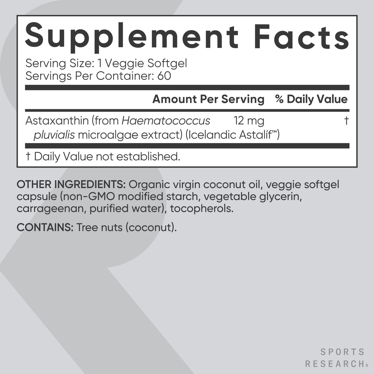 Triple Strength Vegan Astaxanthin from Algae – Non-GMO w/ Coconut Oil – 60 Count