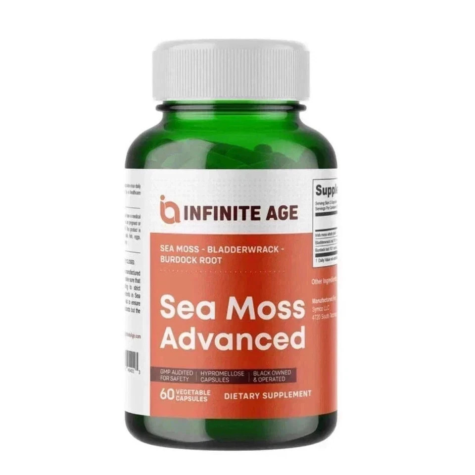 3 Pack INFINITE AGE Sea Moss Advanced 1250mg Superfood, High-Potency 60 Capsule