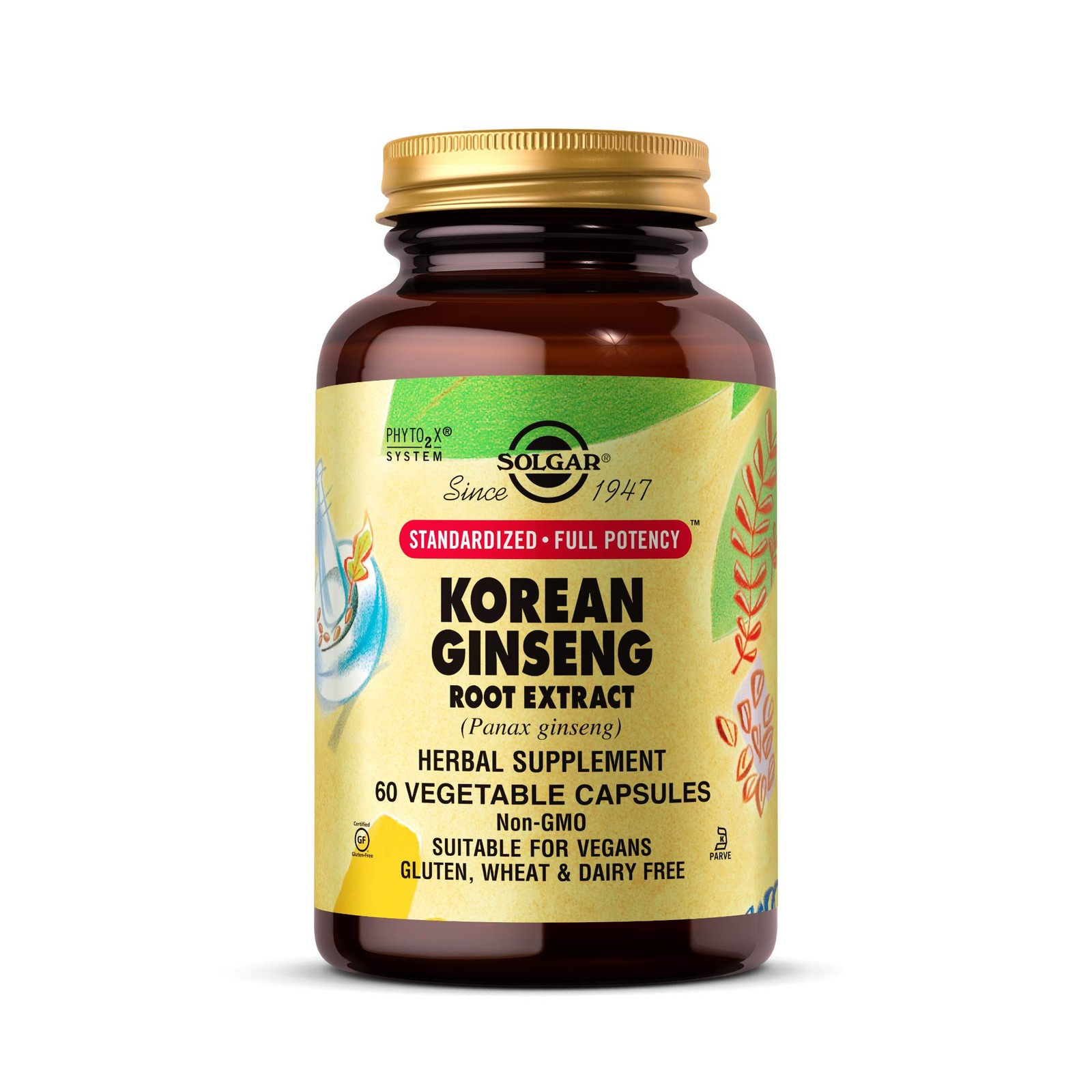 Solgar Korean Ginseng Root Extract, 60 Count (Pack of 1), Standard Packaging