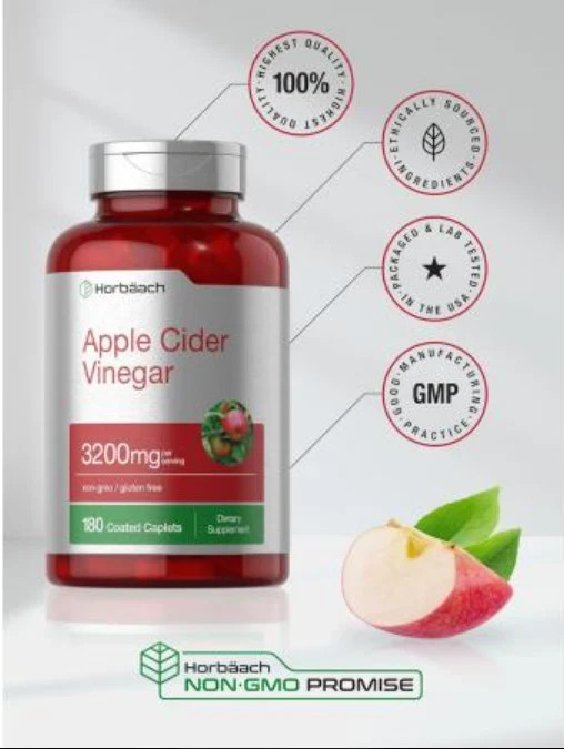 Apple Horbaach Cider Vinegar Capsules | 2400mg | 150 Count | Non-GMO,Gluten Free