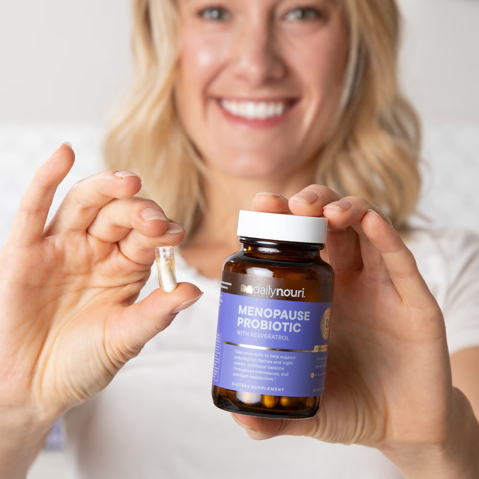 Nouri Menopause Health Probiotic with Omega and Resveratrol Vegan Capsules, 30ct