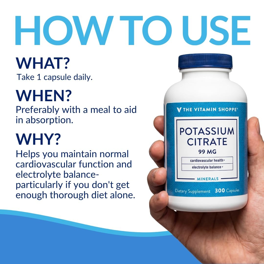 The Vitamin Shoppe Brand Potassium Citrate 300 count (Pack of 1), No Color