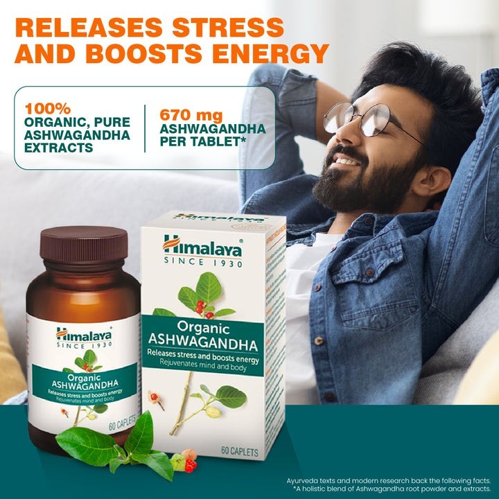 Himalaya | Organic Ashwagandha | Stress Support | Herbal Supplement | 60 Tablets