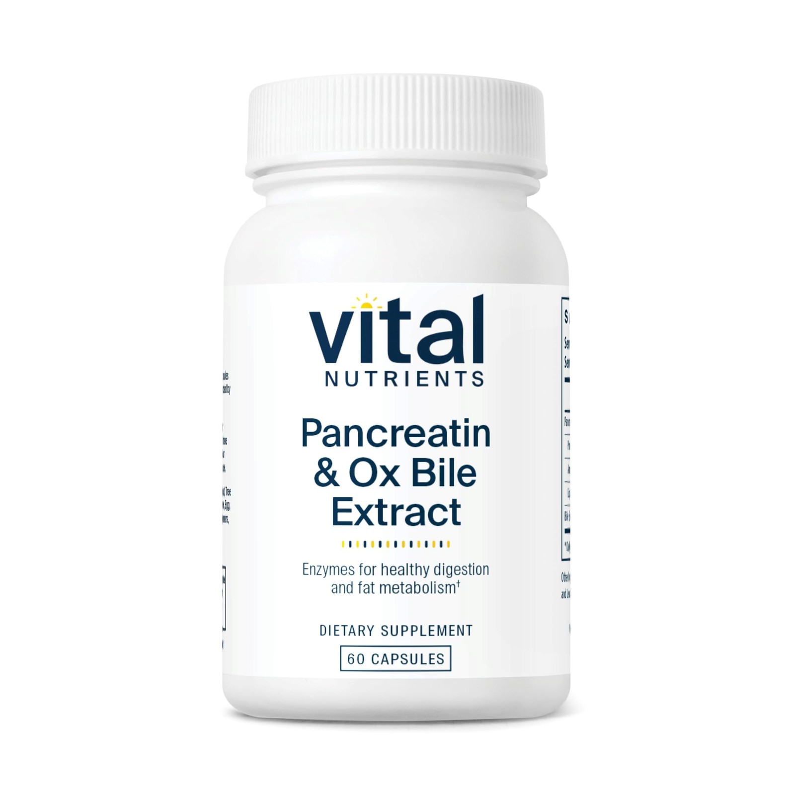 Vital Nutrients Pancreatin & Ox Bile Extract 500mg | 60 Count (Pack of 1)
