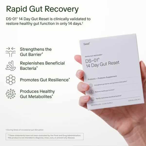 Seed DS-01 Rapid Gut Recovery 14 Day Gut Reset w/ Probiotic Prebiotic Ships Free
