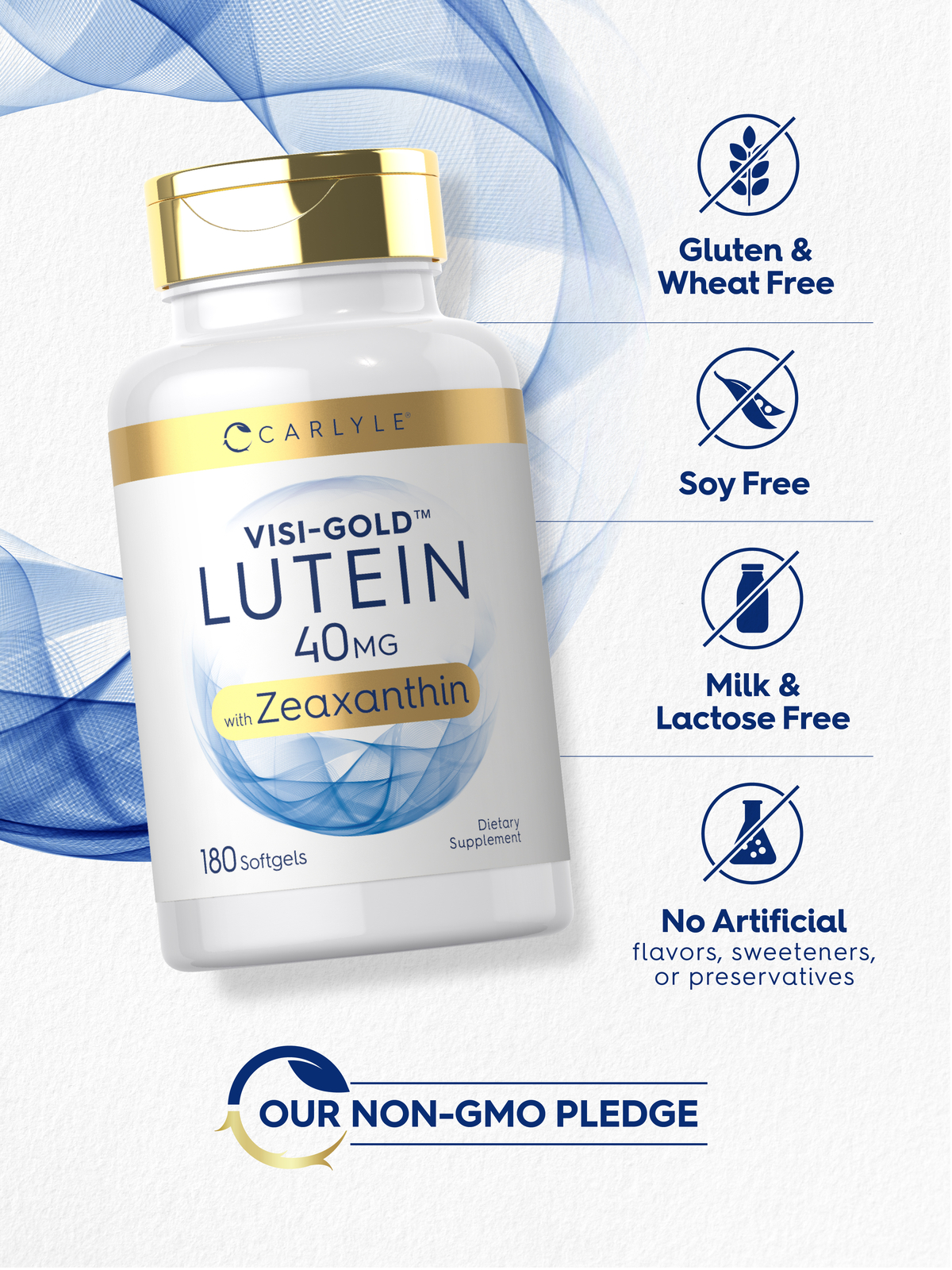 Lutein and Zeaxanthin 40 mg | 180 Softgels | Eye Health Vitamins | by Carlyle