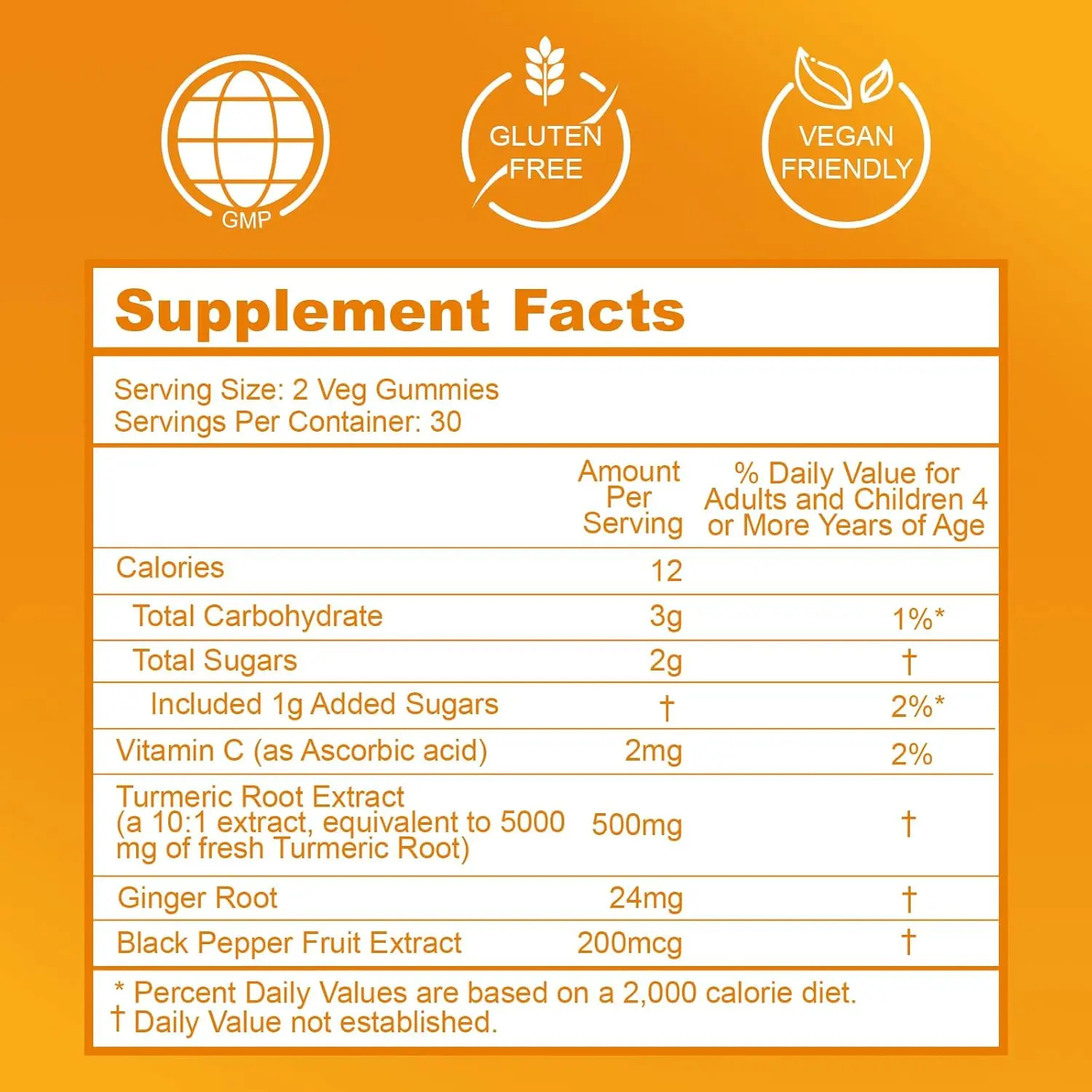 Gommes curcuma curcumine gingembre poivre noir vitamine C faible sucre 60 pcs
