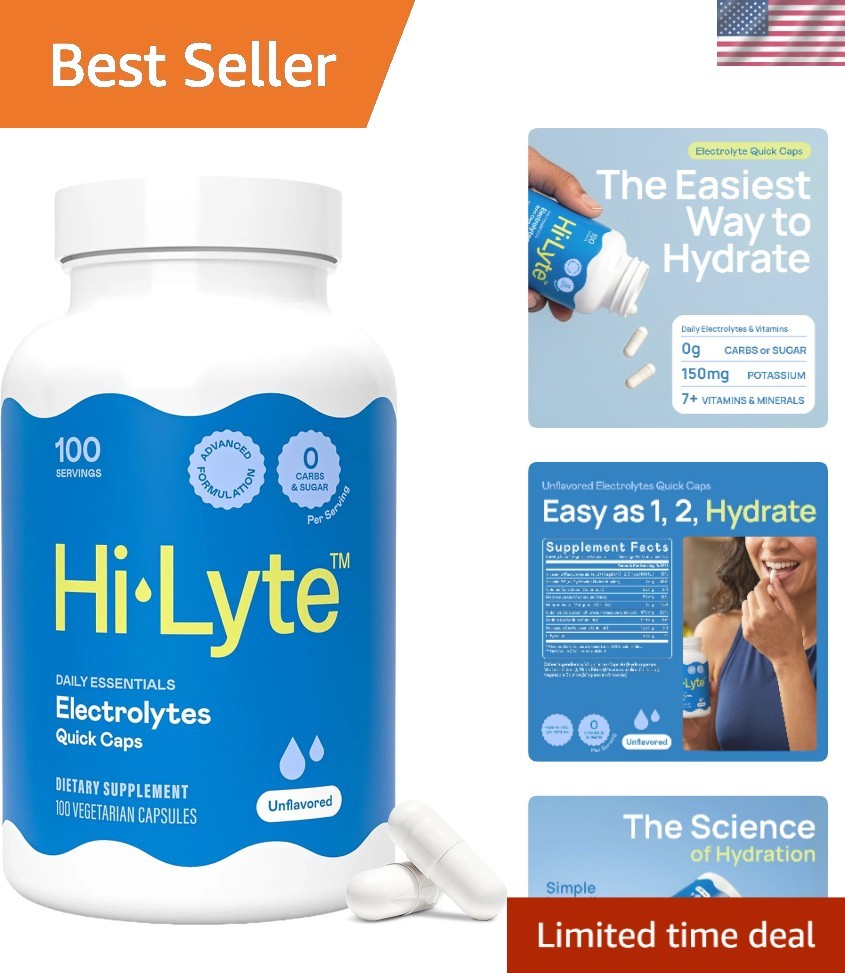 Daily Essentials Electrolytes Quick Caps, Unflavored, 100 Ct | Zero Sugar, No…